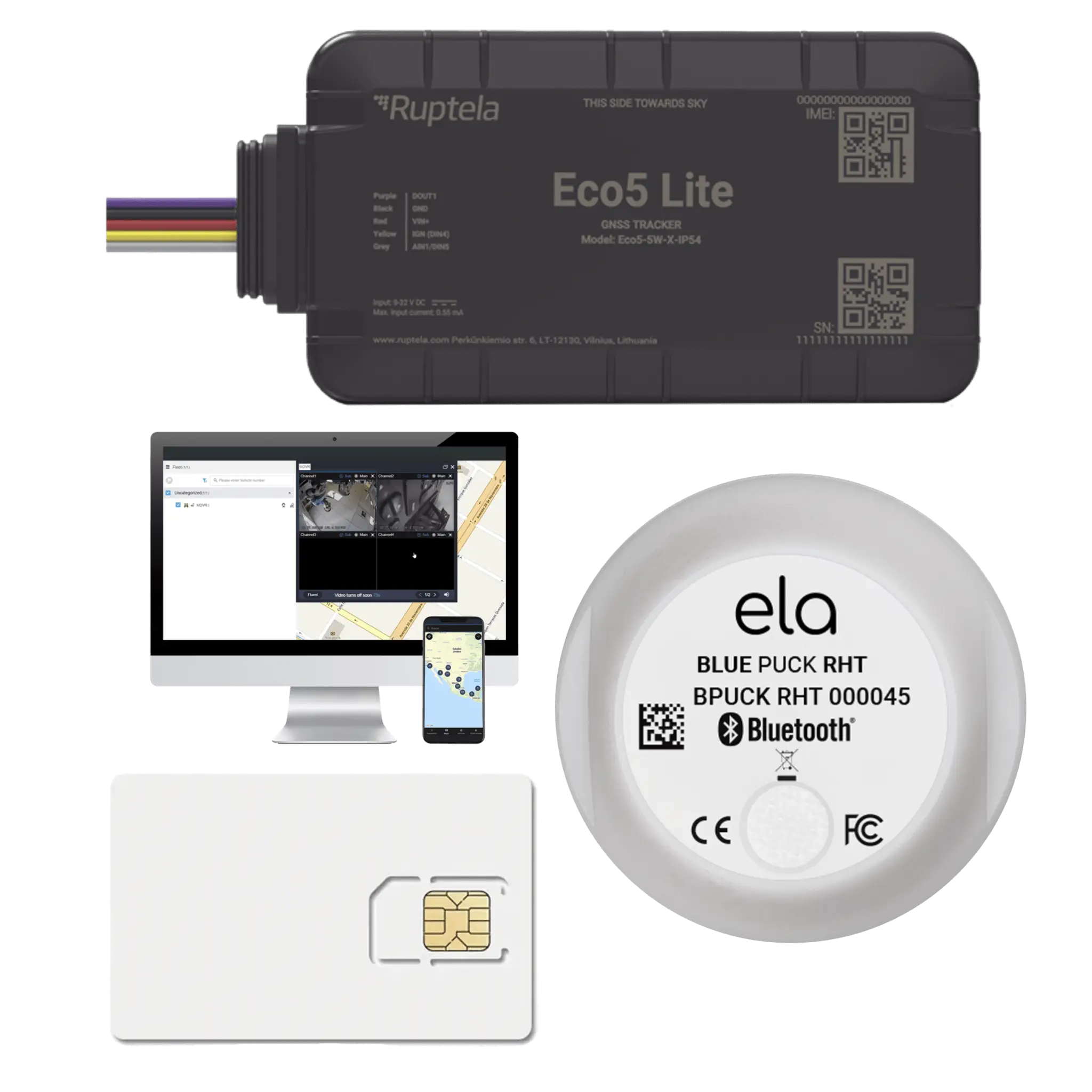Rastreador Vehicular y Monitoreo de Flota / BLE 5.0 y GNSS / LTE CAT1 y LTE-M con Respaldo 2G / GNSS U-blox / MiKado IP54 / -20 °C a +40 °C / Acelerómetro de 3 Ejes / Suministro 9-32 V / Batería Interna