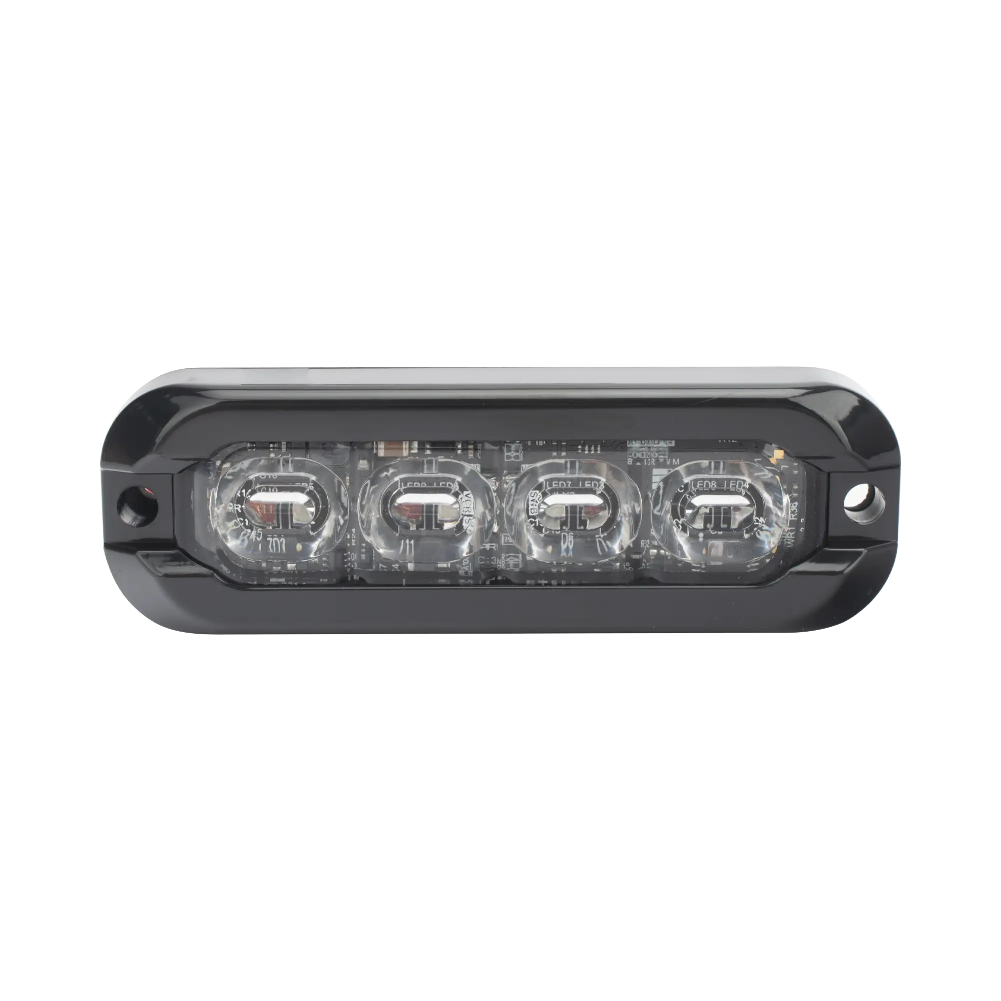 Luz Auxiliar Flexible 8 LED, Rojo / Azul, Bisel Negro, Lente Transparente