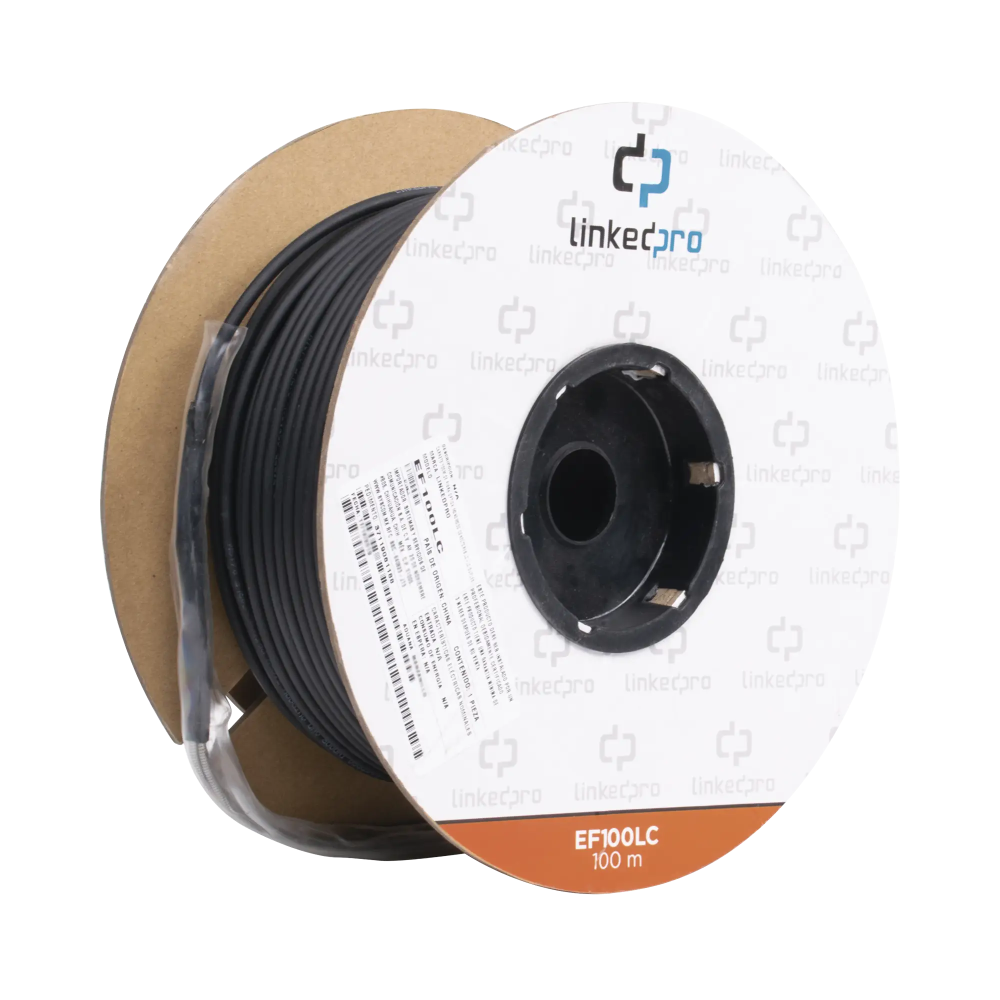 Carrete de Fibra Óptica Monomodo con Conectores LC-LC Duplex, Reforzada con Kevlar, de 100 metros, Para instalaciones subterráneas por tubería