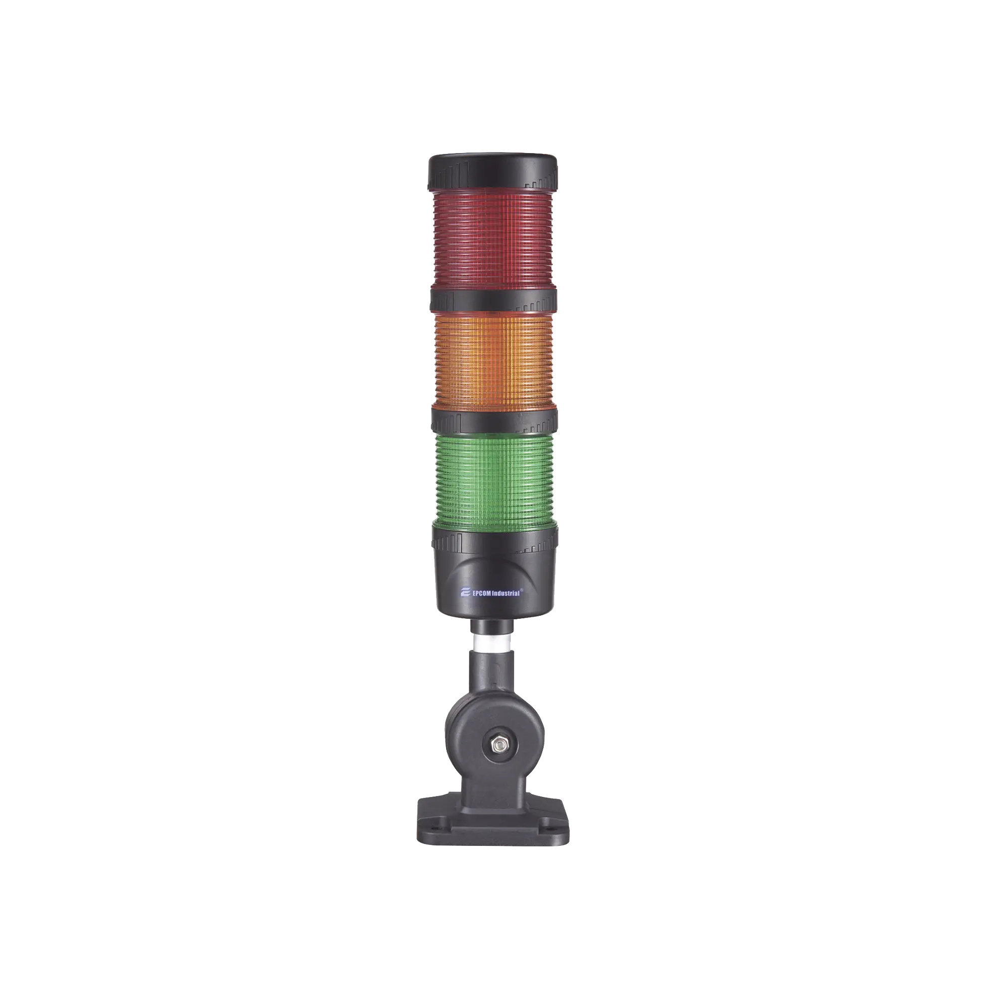 Torre LED Indicadora de estado de 3 niveles color Rojo, Ámbar y Verde, con Buzzer integrado a 85 dB, a 110-240 VCA con Montaje incluido de 60 mm de diámetro