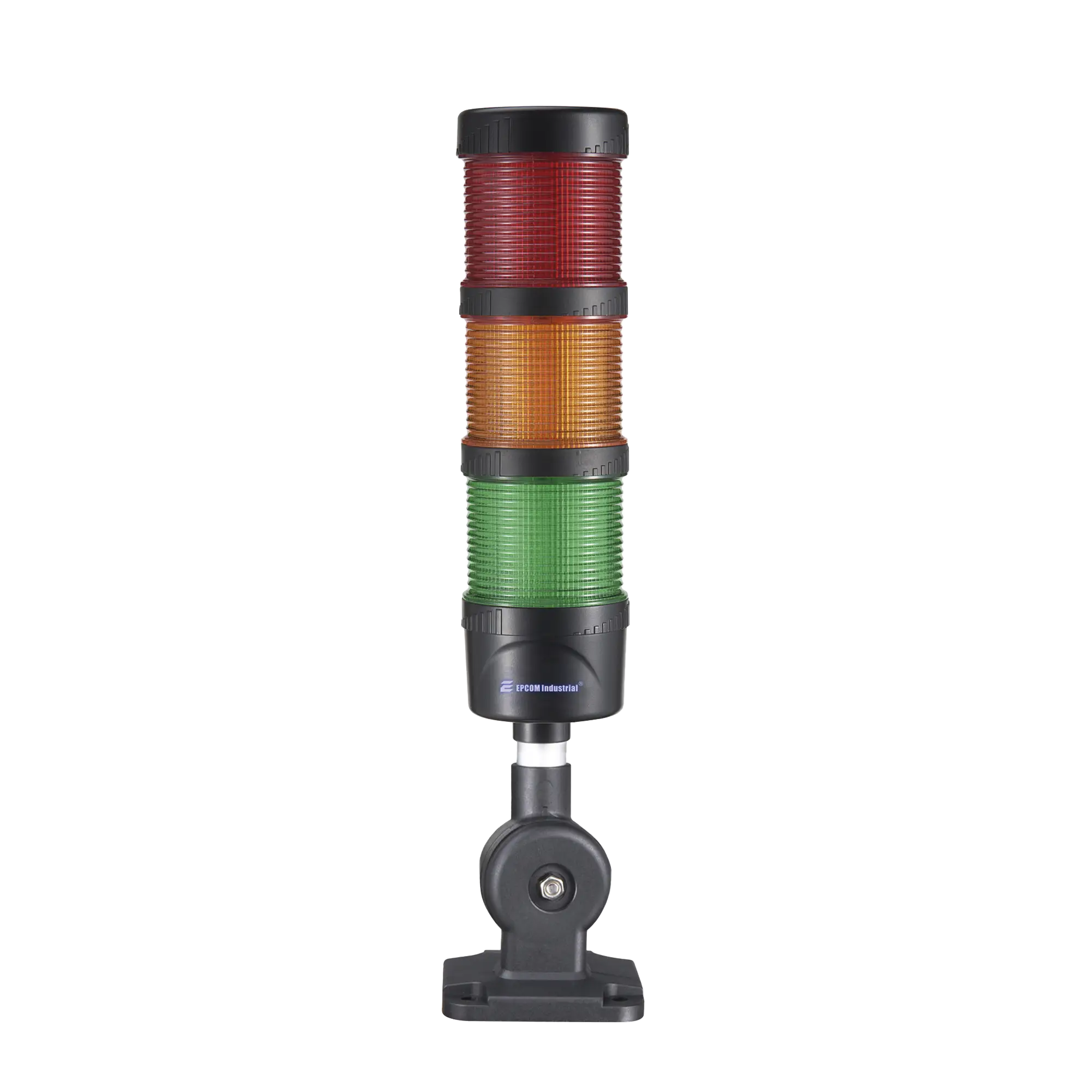 Torre LED Indicadora de estado de 3 niveles color Rojo, Ámbar y Verde, con Buzzer integrado a 85 dB, a 24 VCD con Montaje incluido de 60 mm de diámetro