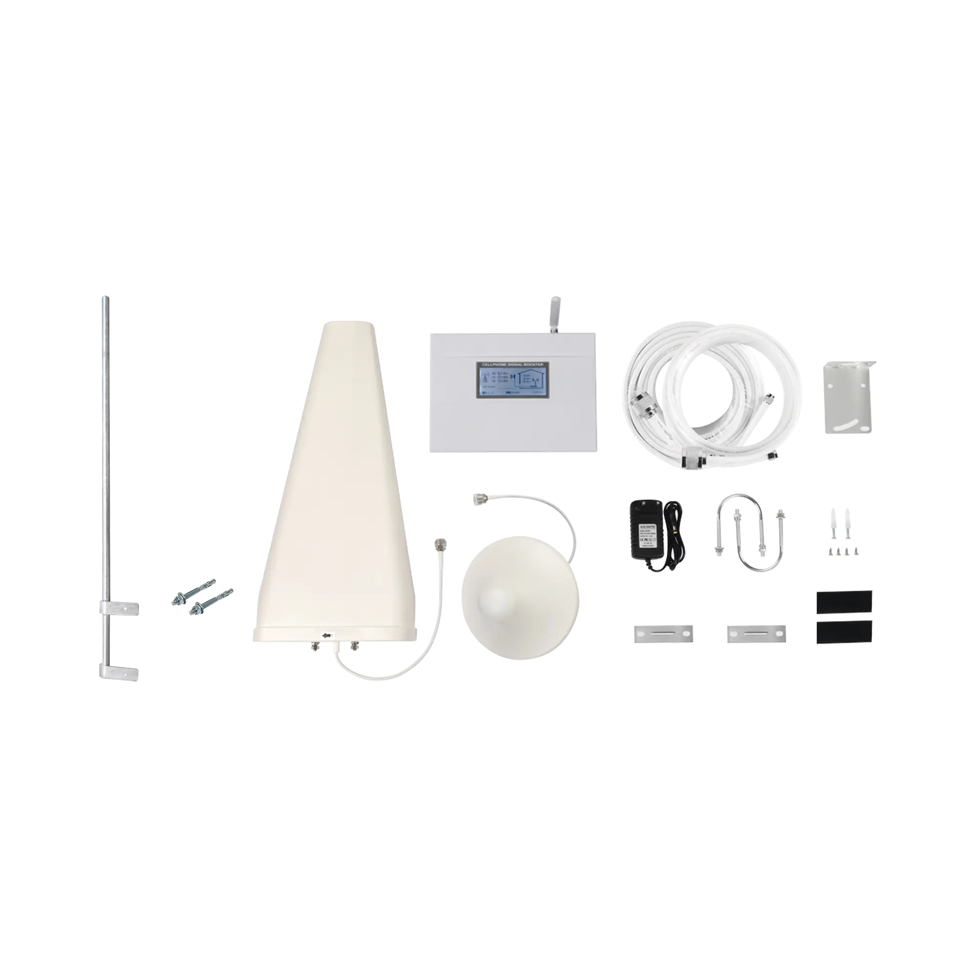 Kit Amplificador de Señal Celular TRIPLE banda de frecuencia. Incluye Mástil. Mejora las llamadas convencionales y VoLTE / Soporta los datos de las tecnologías 2G, 3G y 4G de TELCEL, AT&T y MOVISTAR / Cubre hasta 2 espacios…