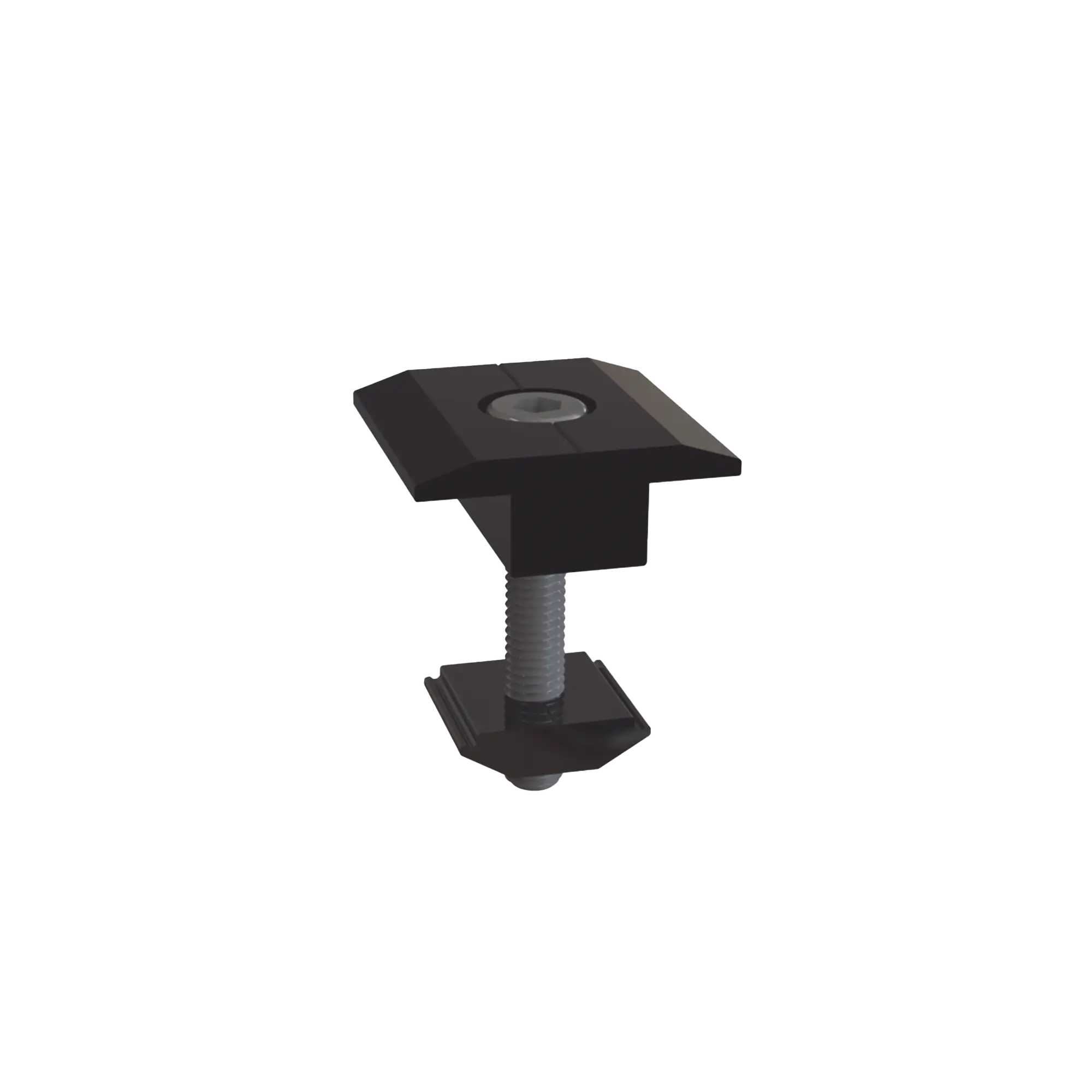 Sujetador Intermedio 30 mm para montaje de paneles solares en riel 5 Y 8 con anodizado negro