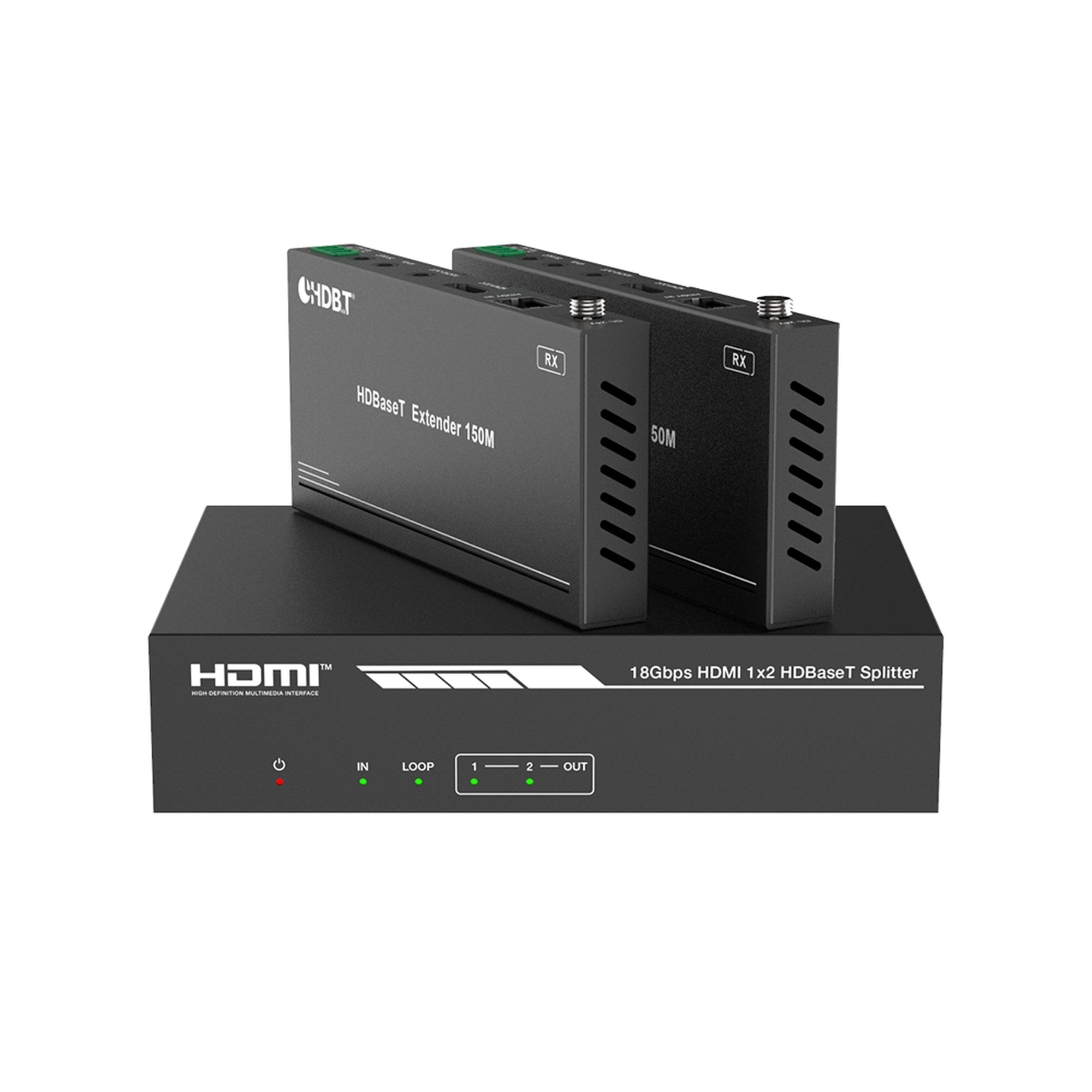 Splitter mas Extensor de Video | 1×2 | ProAV | HDBaseT™ | 120m en 4K@60Hz | 150m en 1080p@60Hz | Cat6/6a/7 | Gestión Avanzada EDID | Control IR y RS232 | PoC | Salida de Audio