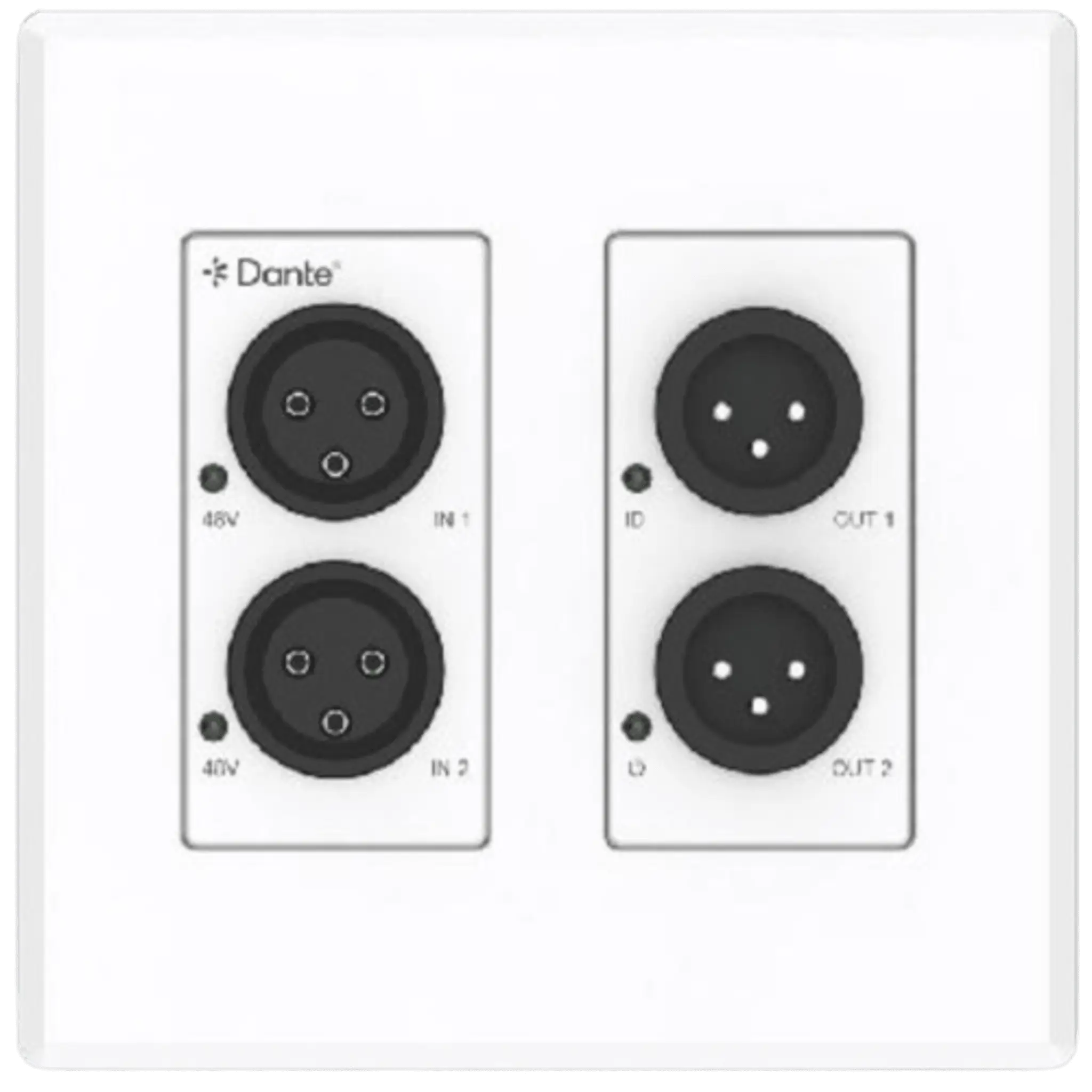 Extensor de Audio Analógico XLR a Dante® | 2 Entradas y 2 Salidas | Conversión Digital de Audio | PoE IEEE 802.3af | Phantom Power 48V | Latencia Configurable 1-5ms | Rango Dinámico >90dB