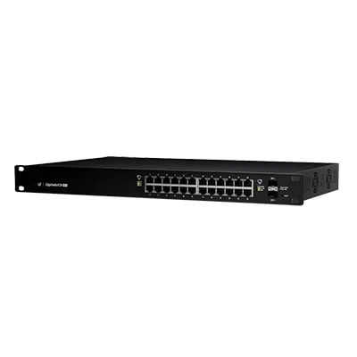 Switch EdgeMAX Administrable de 24 Puertos Gigabit con PoE+/PoE Pasivo 24V + 2 Puertos SFP, 500 W