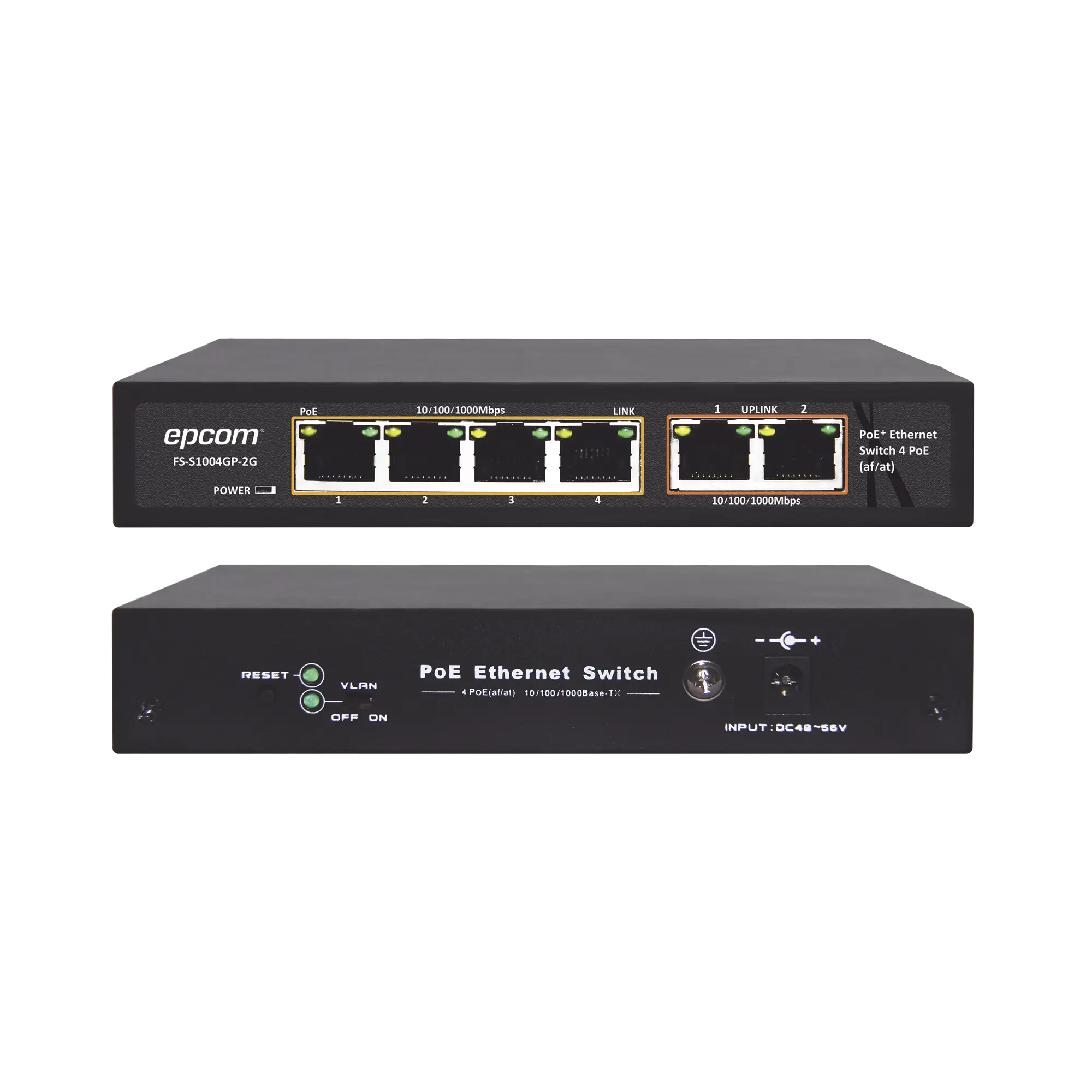 Switch PoE / 100 Metros PoE / 4 puertos 802.3af /at 10/100/1000 Mbps + 2 puerto uplink