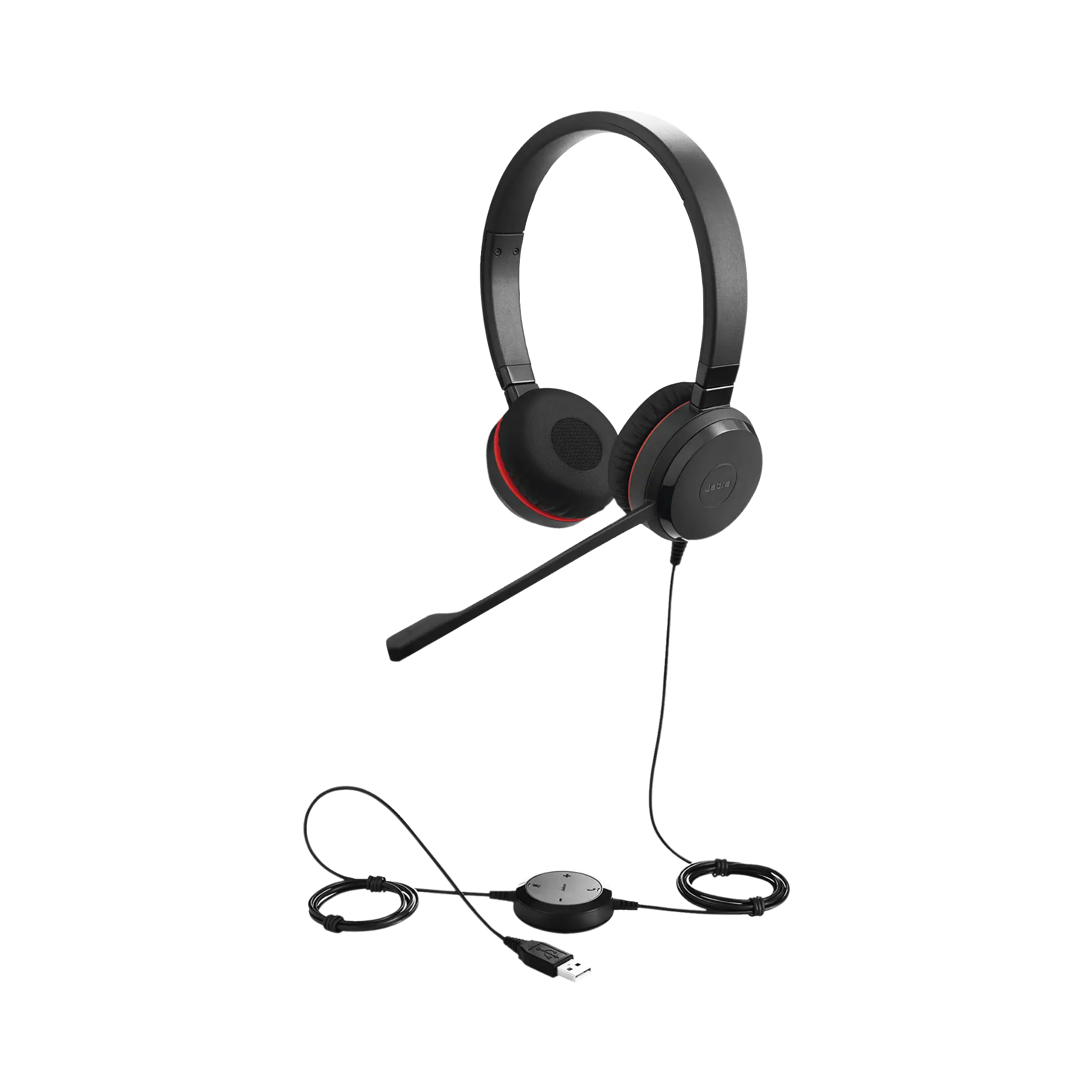 Jabra Evolve 30 Duo con conexión USB / 3.5mm, micrófono con cancelación de ruido y controlador en el cable con botones e indicadores LED (5399-829-309)