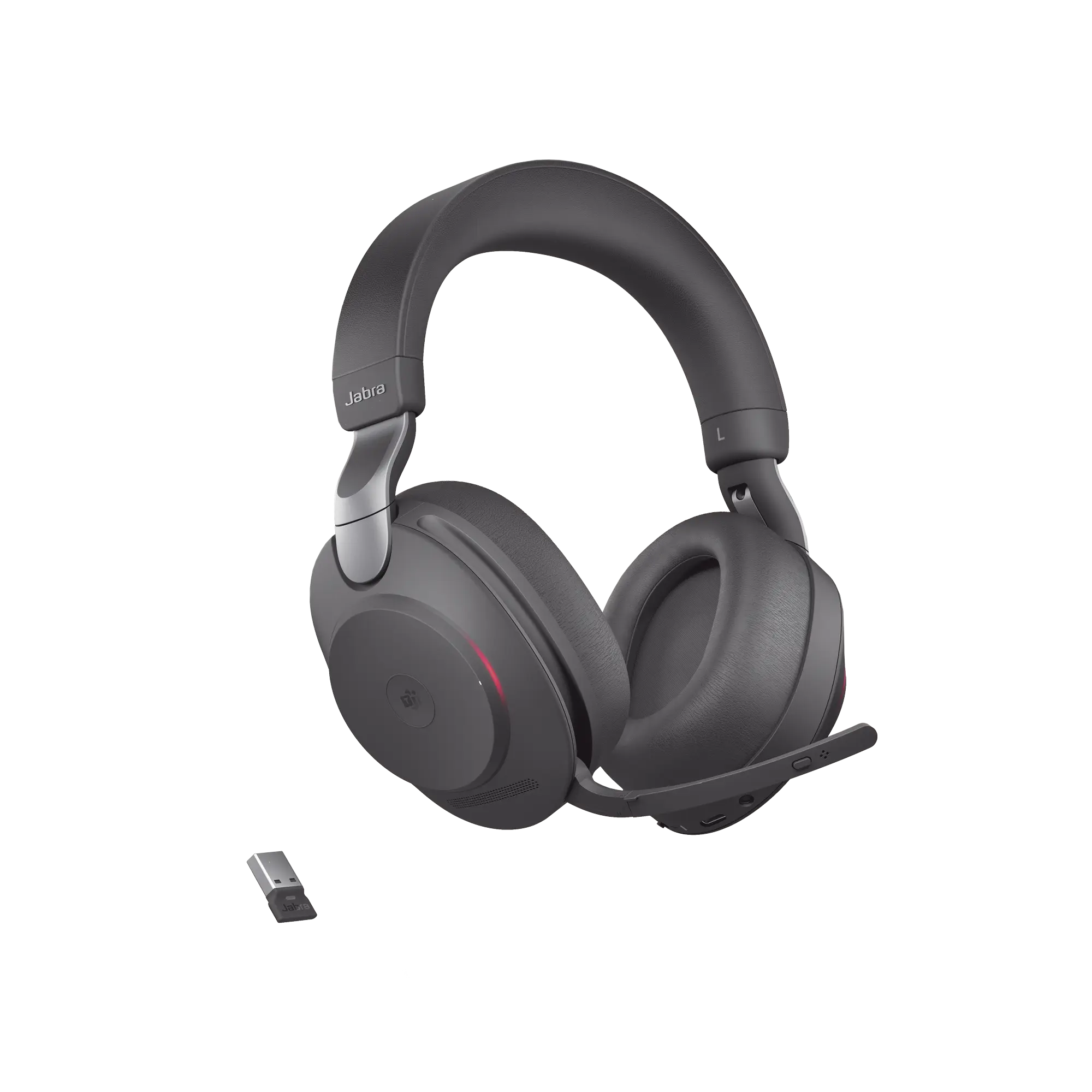 Jabra Evolve2 85, Auricular stereo versión MS con cancelación de ruido activa, dongle USB-A indicador de ocupado (Busylight)(28599-999-999)