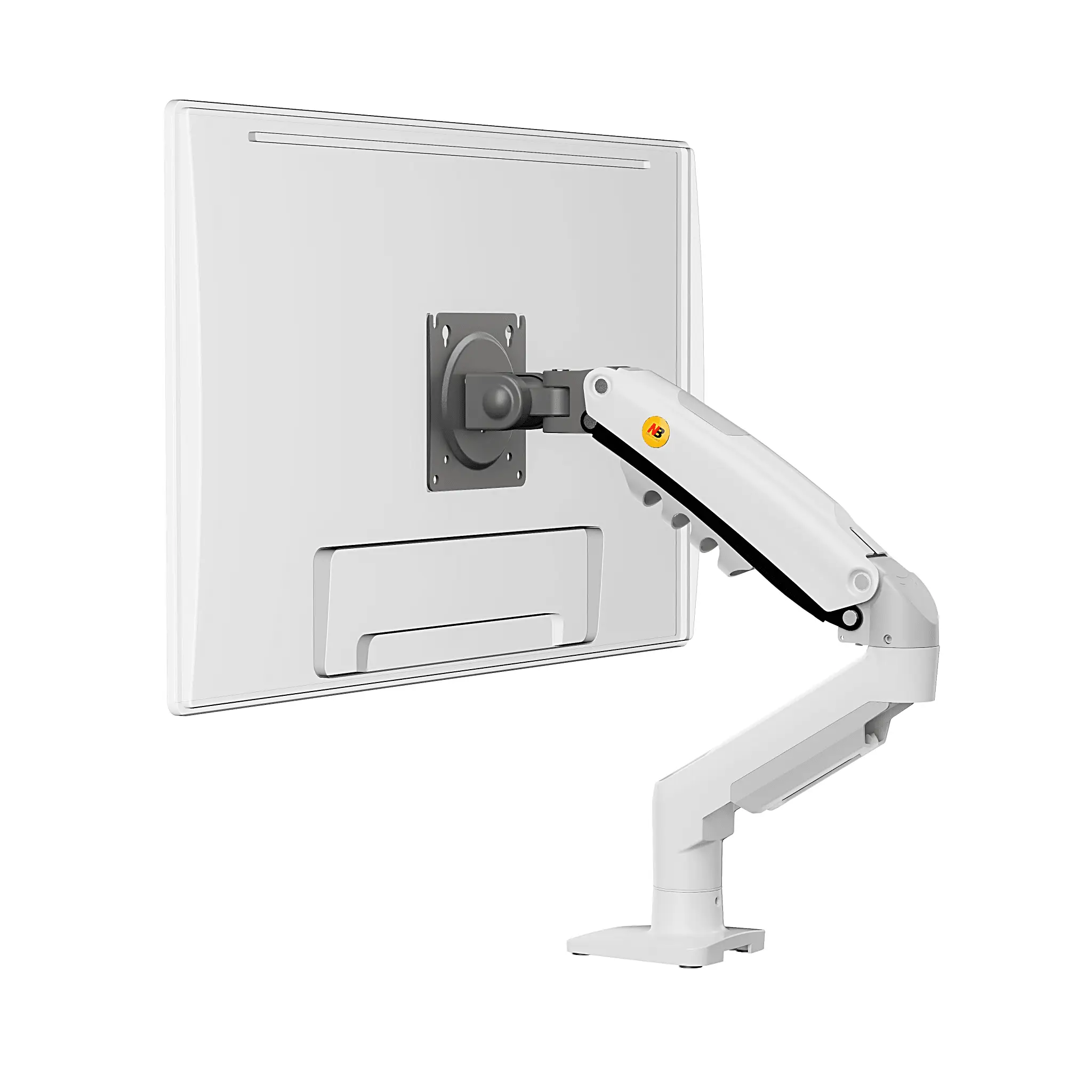 Brazo Ajustable para Monitor Ergonómico / Compatible con Monitores de 17″ – 30″ / Capacidad de Peso hasta 9 kg / Rotación 360° / Inclinación +85° a -30° / Giro 180° / Ajuste de Resorte de Gas / Color Blanco