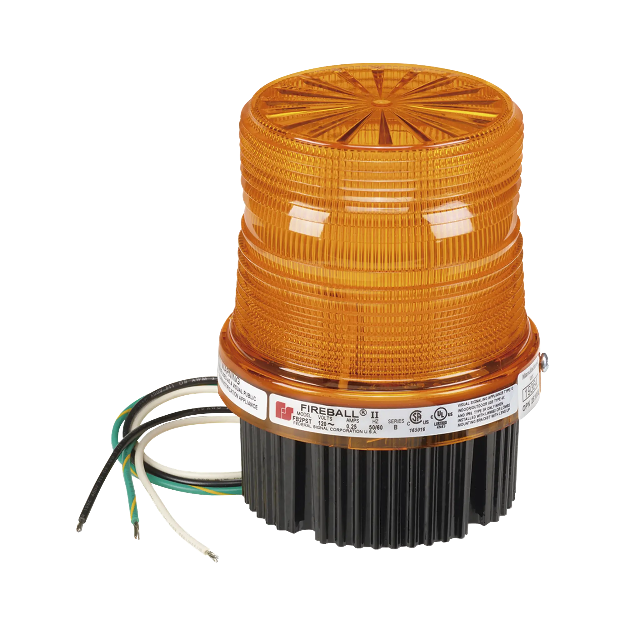 Luz de advertencia estroboscópica Fireball®, Listado por UL y cUL, 120 VCA, color ámbar