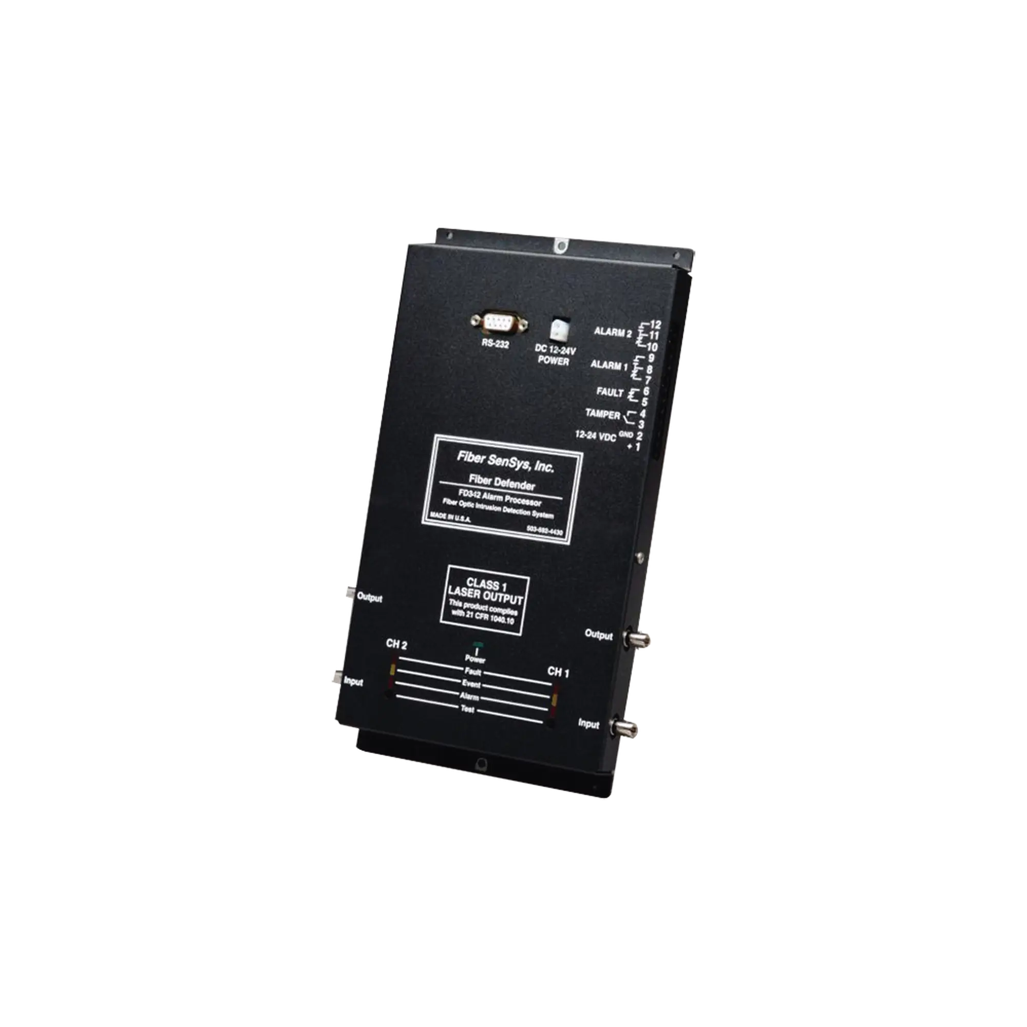 Sensor de Seguridad Perimetral de 1 Zona/Detección por Fibra Óptica Sensitiva / 0 a 5 Km de protección/ Hasta 20 Km de fibra insensitiva/ Comunicación IP