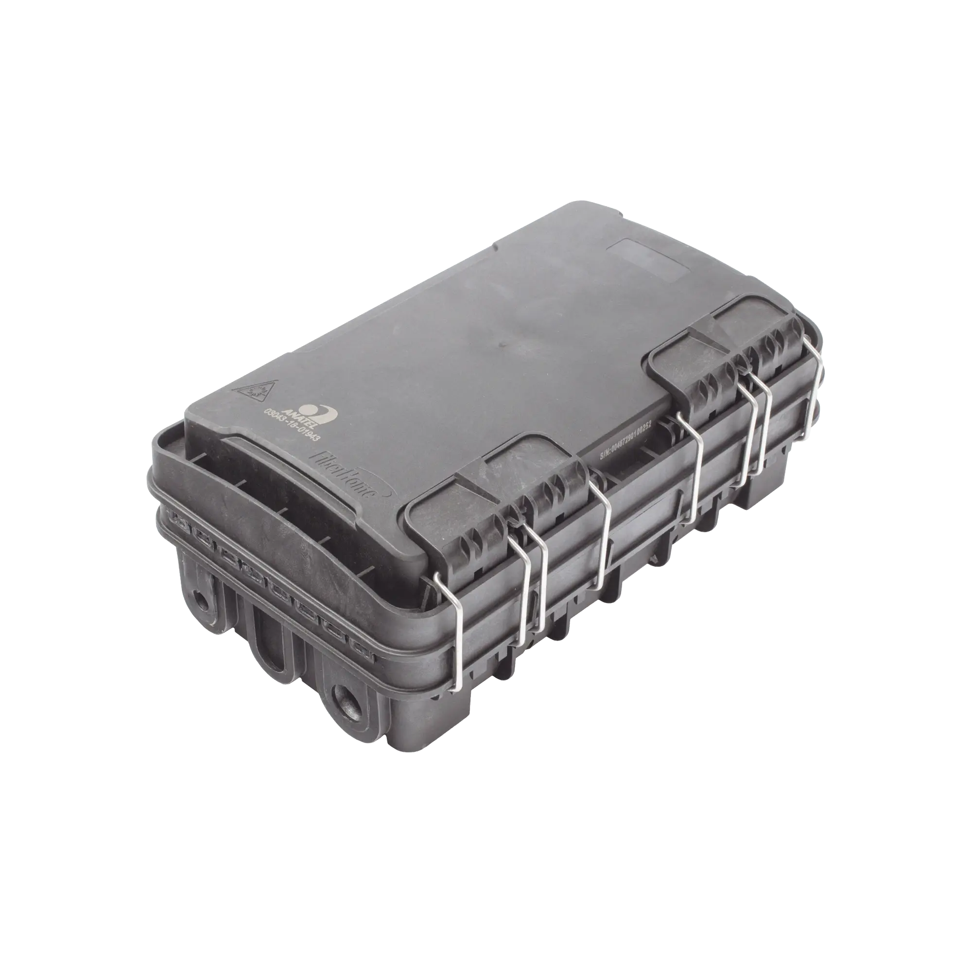 Caja de Distribución de Fibra Óptica para 24 Empalmes, con 8 acopladores SC/APC simplex, Exterior IP65, Color Negro