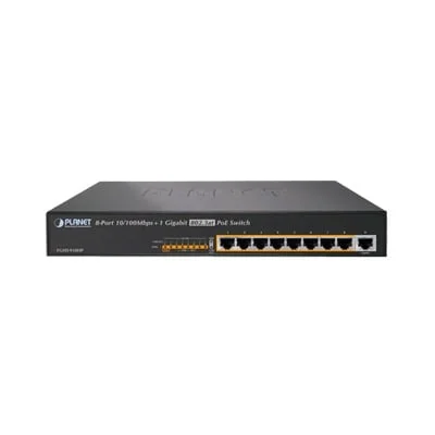 Switch no administrable de 8 Puertos PoE+ 100BaseTX + 1 Puerto 100/1000Base-T con 130W de Potencia Total