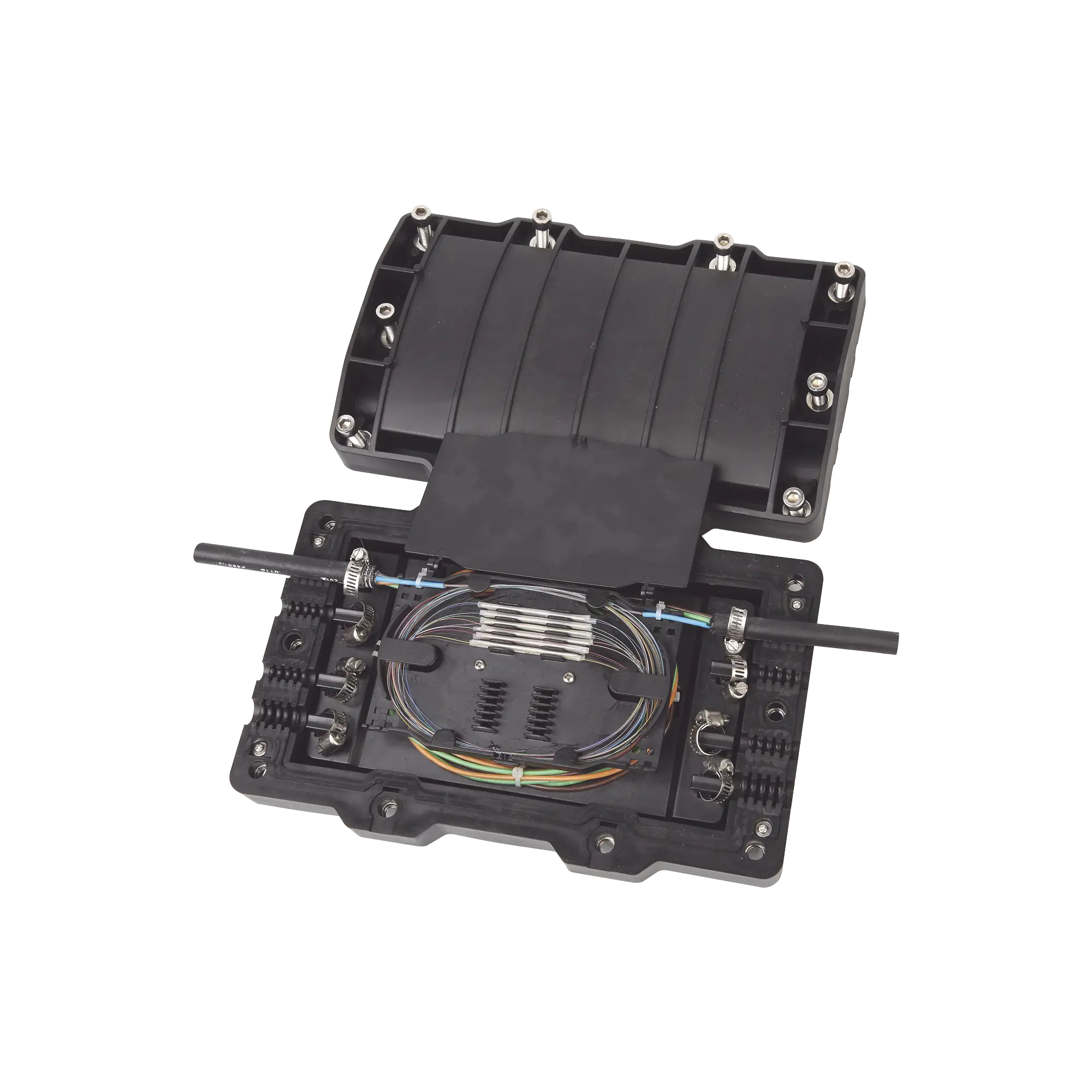 Caja de Distribución de Fibra Óptica Horizontal, hasta 48 empalmes, Exterior IP68