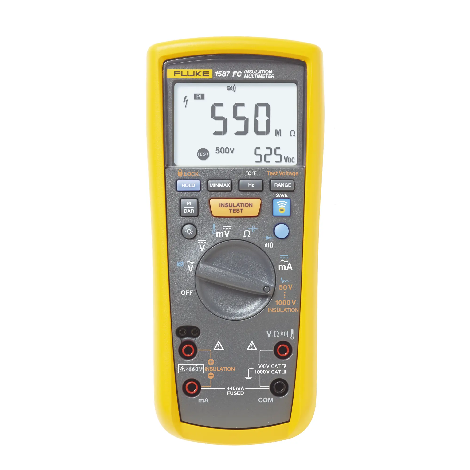 Multímetro de Aislamiento 0.01 MΩ – 2GΩ . Prueba de 50V – 1000V. Compatible con FLUKE CONNECT