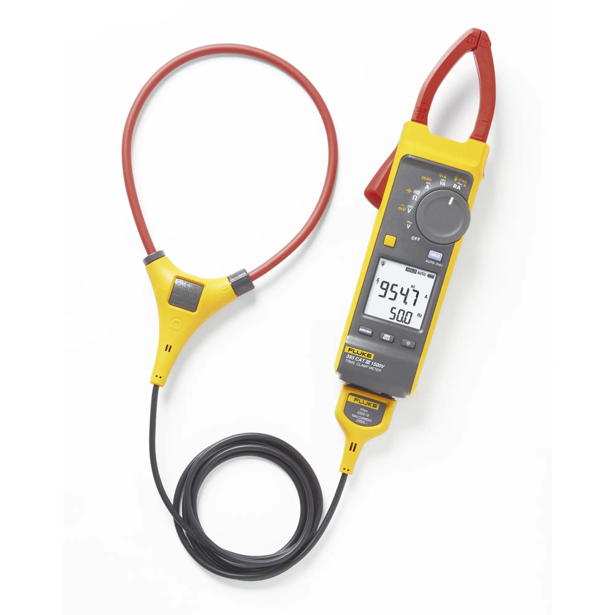 Pinza Amperimétrica de Corriente CC/CA de Verdadero Valor Eficaz con iFlex CAT III 1500 V. Ideal para Sistemas Solares, Eólicos, BaterÃas, Inversor, etc. Con Certificado de Calibración