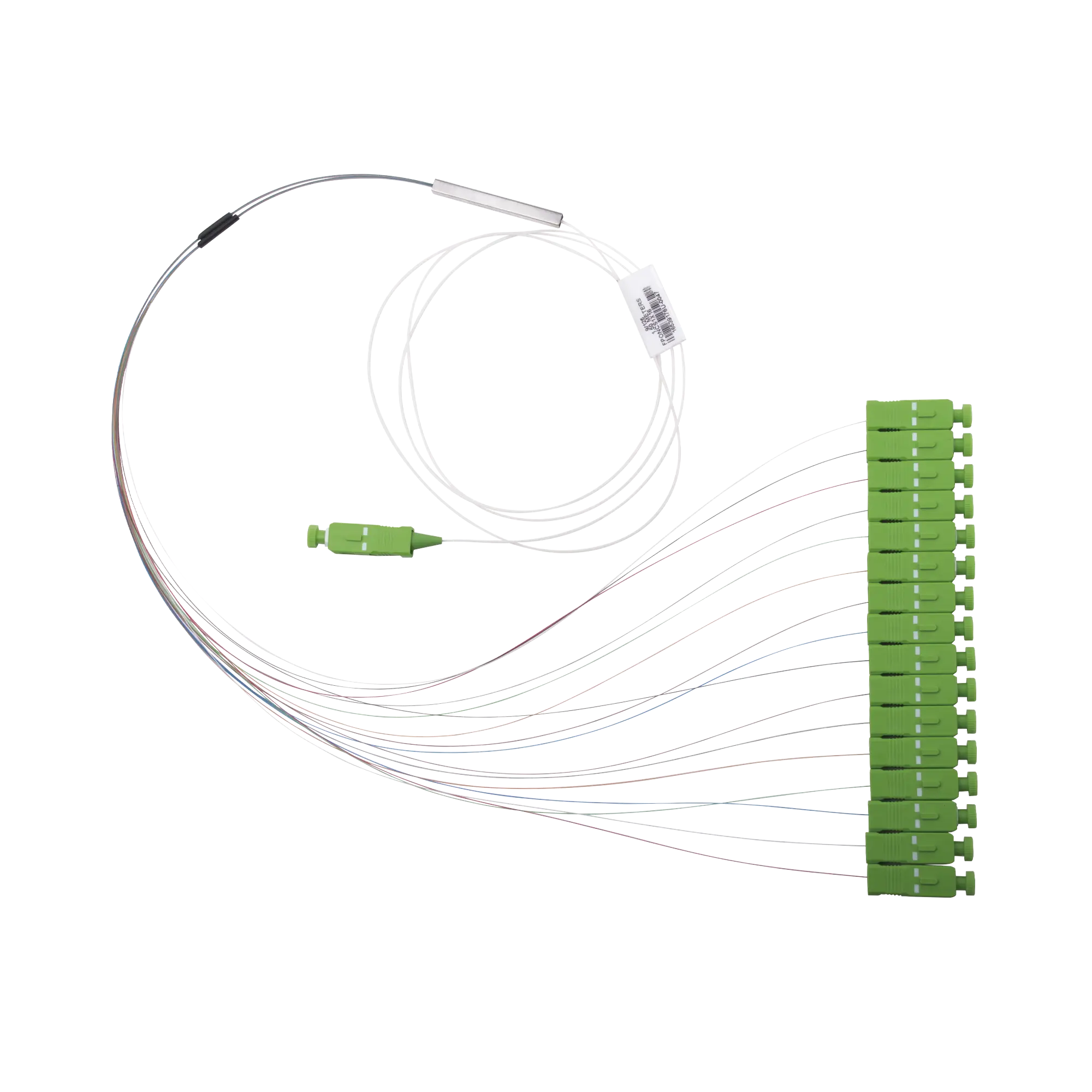 Divisor Óptico (Splitter) Tipo PLC, de 1×16, Con Conector de Entrada SC/APC y Conectores de Salida SC/APC