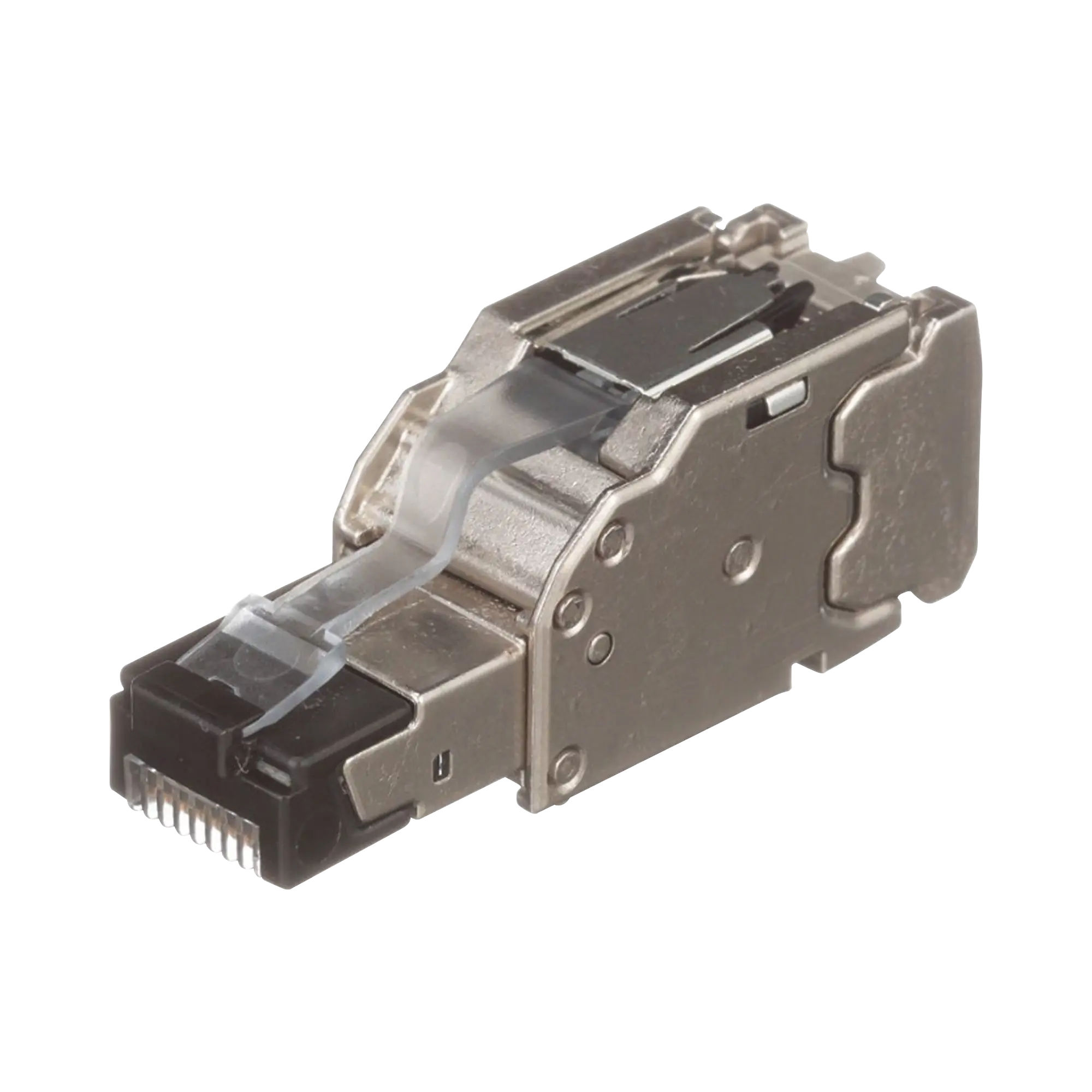 Plug RJ45 Blindado, Instalación Recta, Terminación en Campo Certificable, Compatible con Cat5e, Cat6 y Cat6A, Color Plata