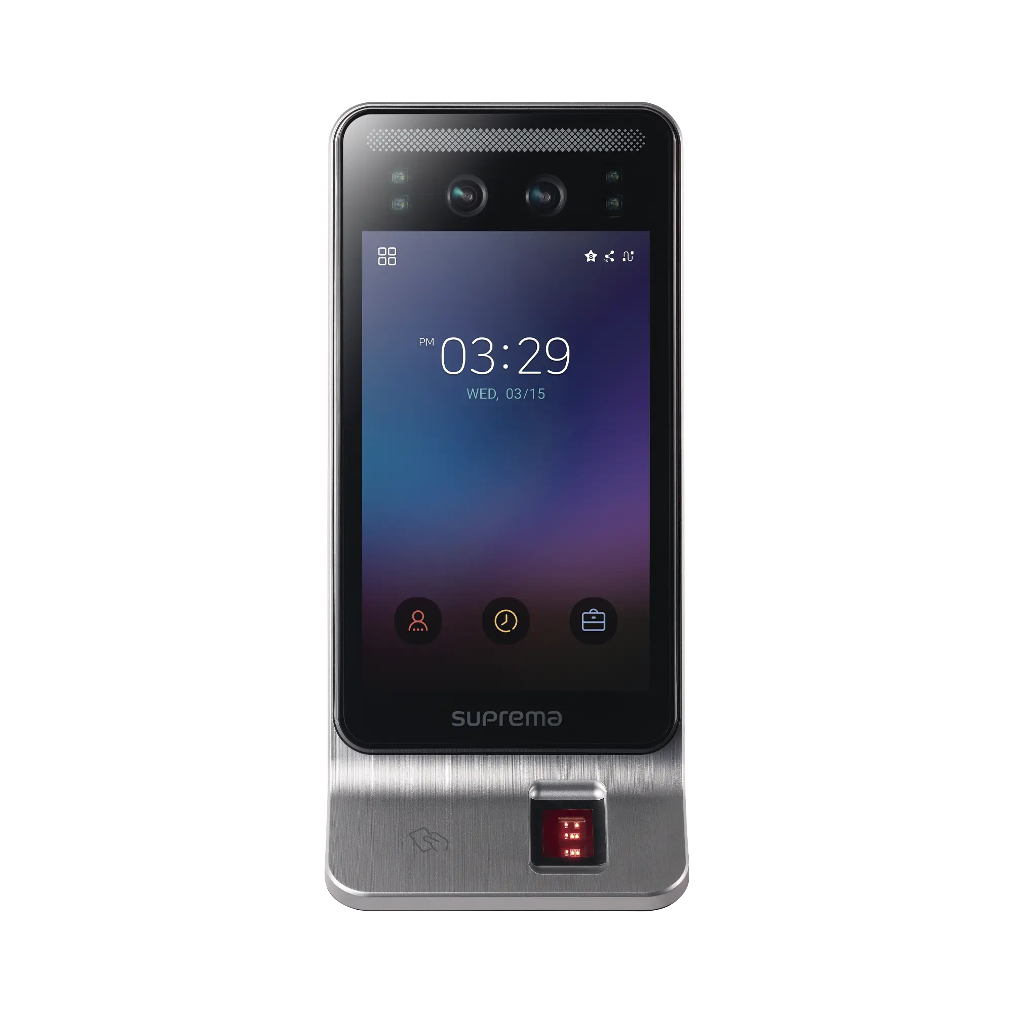 Lector Multi-tecnologia con detector de cubrebocas- Reconocimiento Facial, Huella, Tarjeta Móvil y lector de RFID(125kHz EM & 13.56 Mhz MIFARE) Compatible con BioStar2, Uso para Control de Acceso y Asistencia