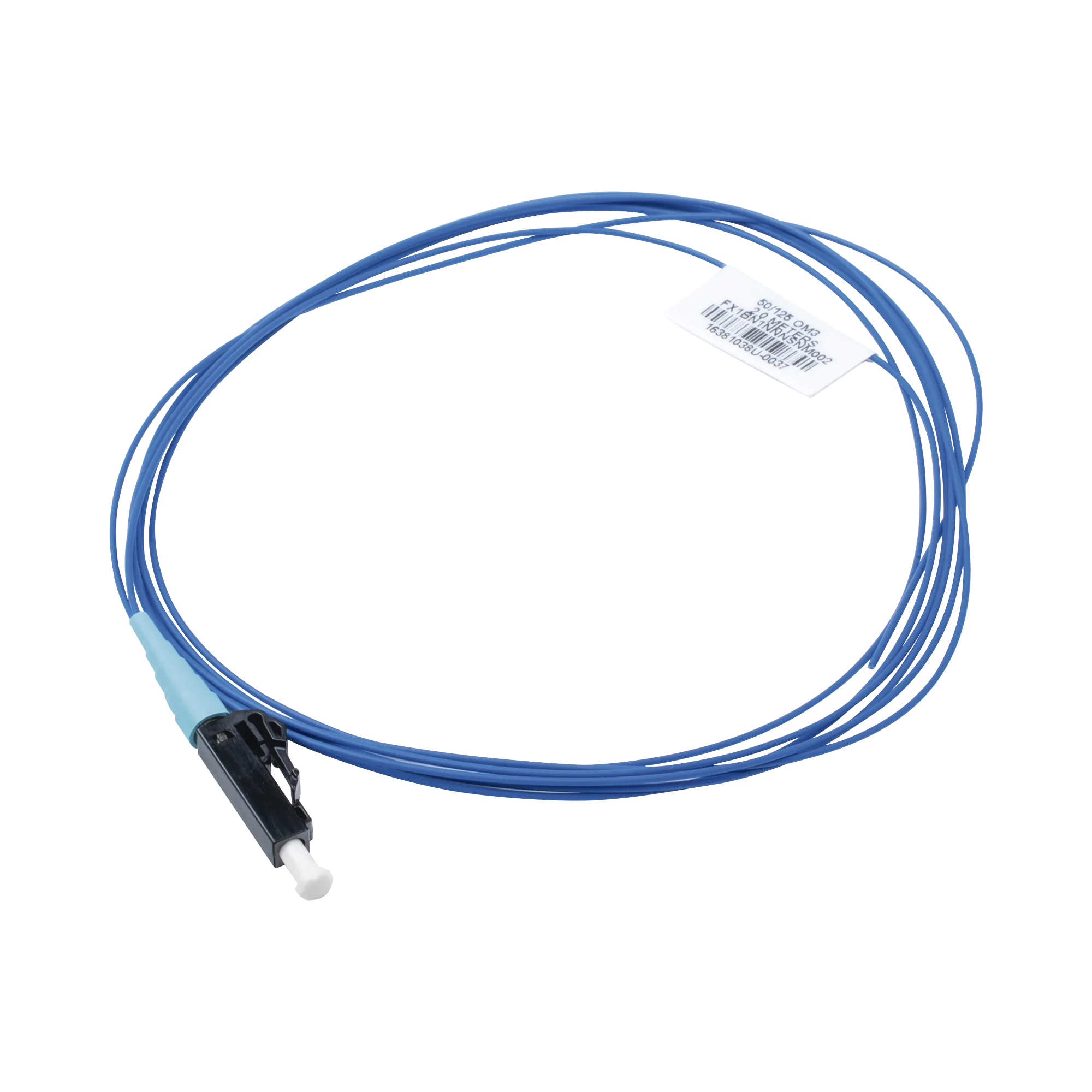 Pigtail de Fibra Óptica LC Simplex, Multimodo OM3 50/125, 900um, Color Aqua, 2 Metros