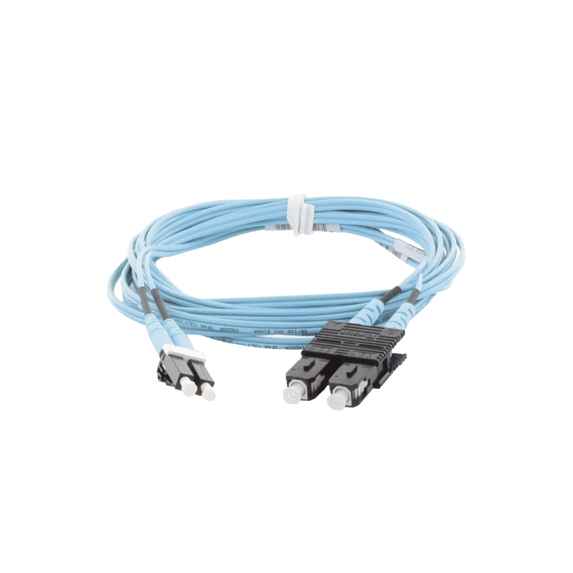 Jumper de Fibra Optica Multimodo 50/125 OM3, LC-SC Duplex, OFNR (Riser), Color Aqua, 3 Metros
