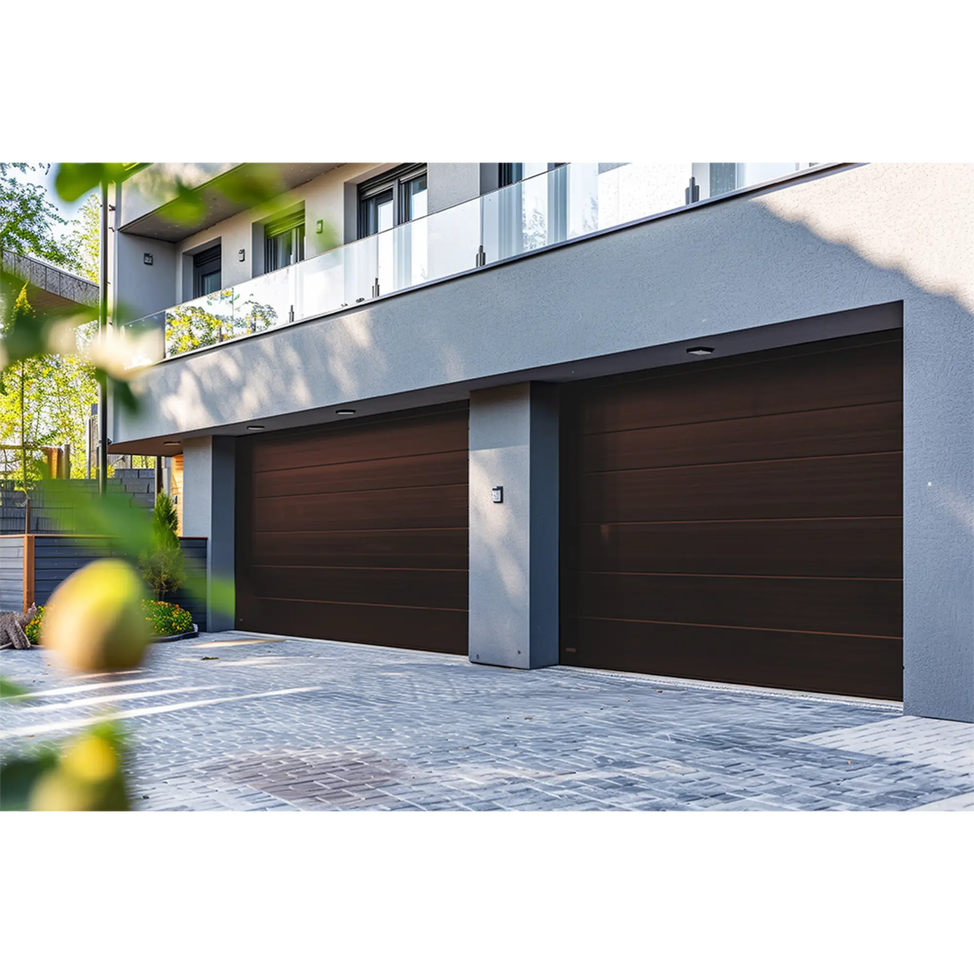 Puerta de Garage D / Alta calidad / 14×9 pies / 1 3/4″ Aislante Termico / Estilo Americana / Imitacion Madera / BLACK WALNUT .