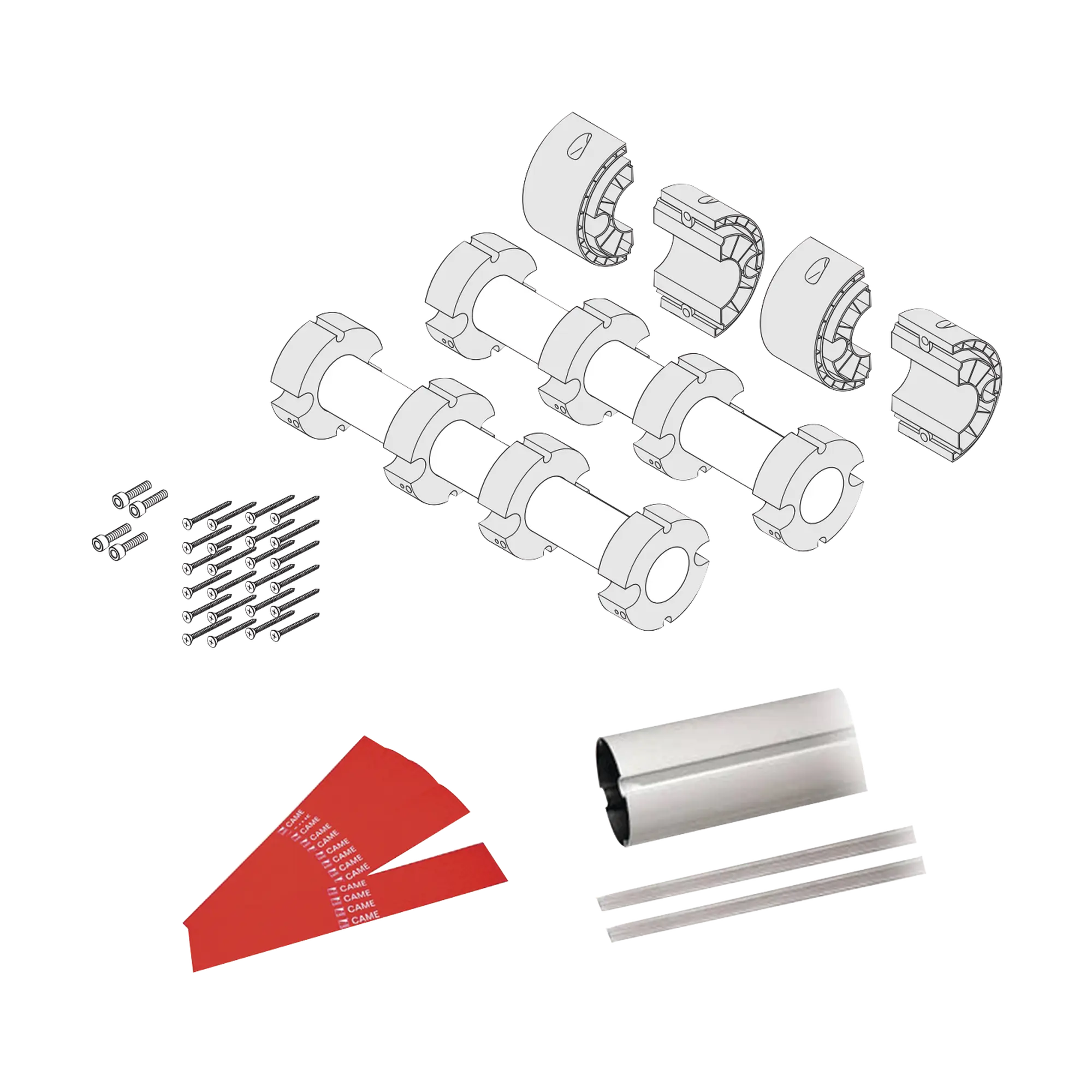 Kit de mástil para barreras GARD8 / Incluye 2 secciones tubulares de 4m / Incluye tiras reflejantes / Incluye unión central