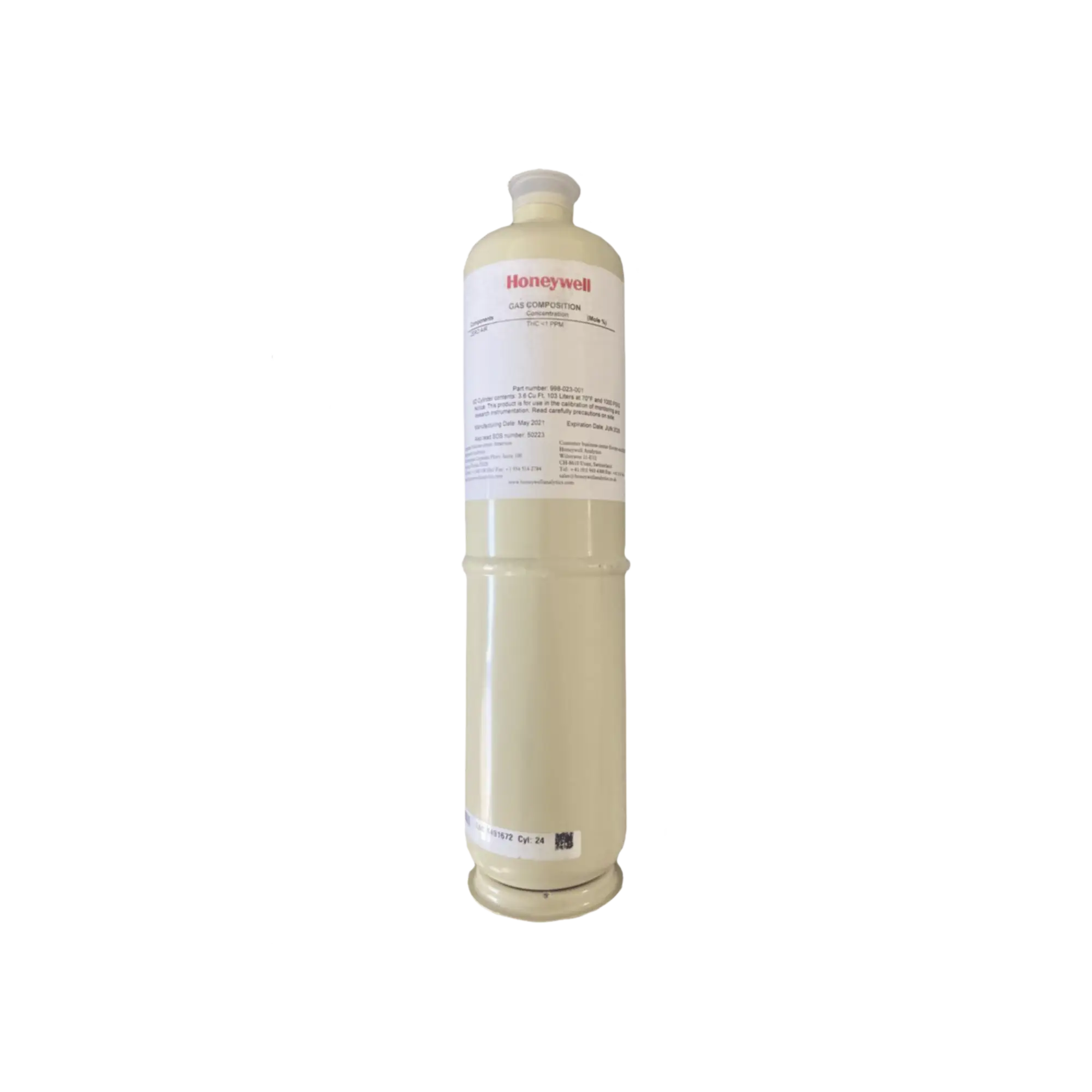 Cilindro de Gas para Calibración, Pentano/Aire, 50% LEL, Cap 103 L, Para Serie XNX, XCD y S3K