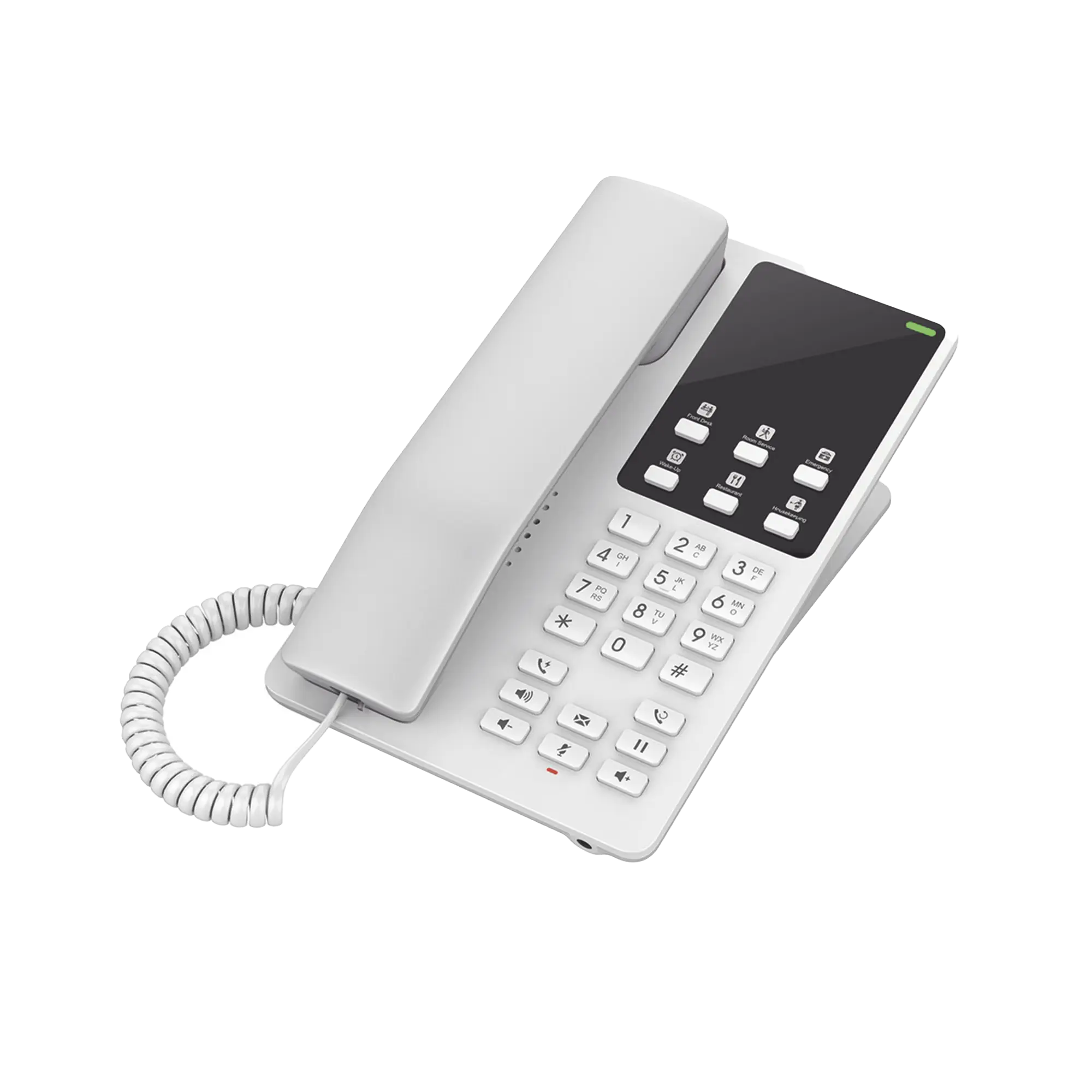 Teléfono IP Hotelero, 2 líneas SIP con 2 cuentas, codec Opus, IPV4/IPV6, color blanco, con gestión en la nube GDMS