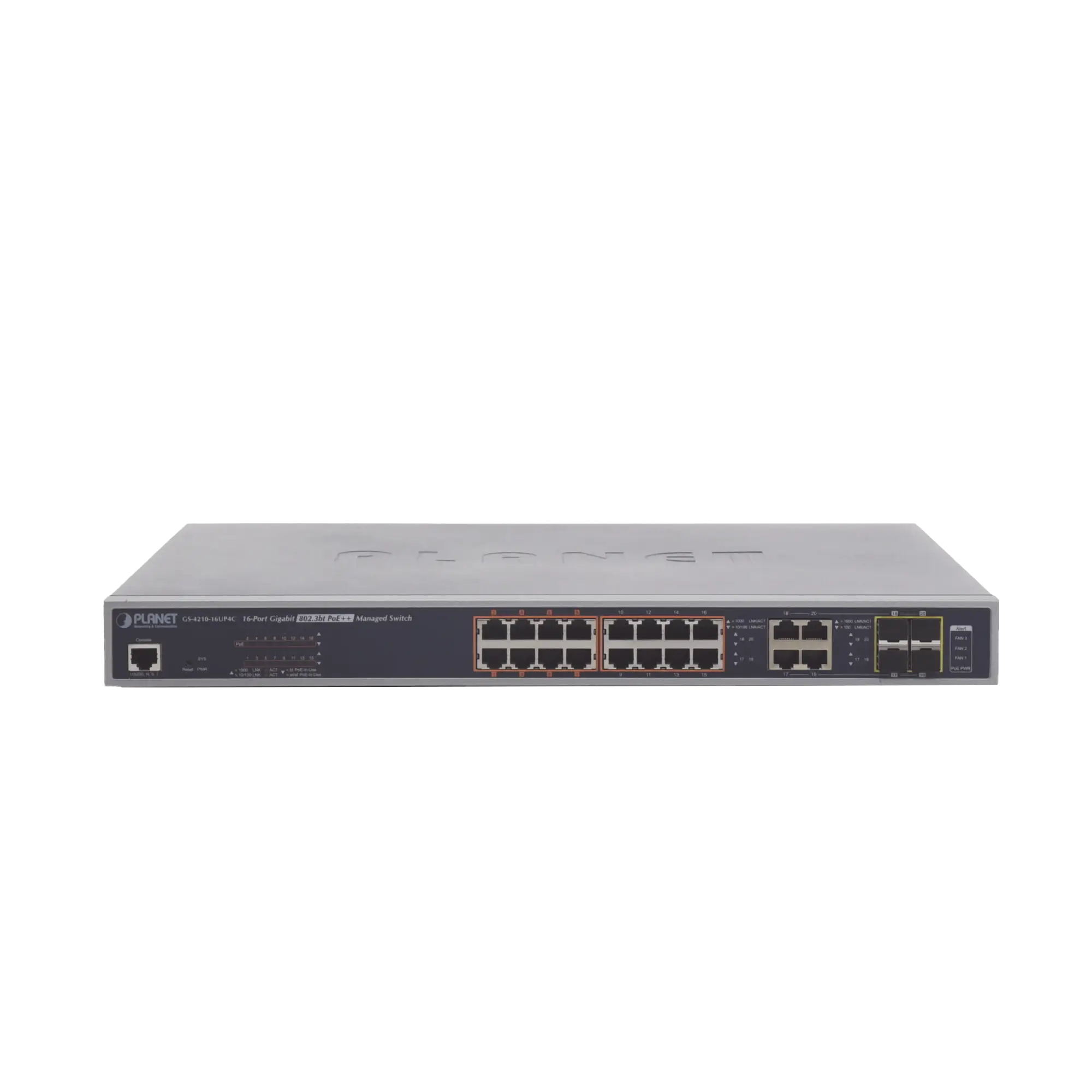 Switch administrable L2, 16 puertos 10/100/1000T Ultra PoE + 4 puertos Gigabit Combo TP/SFP