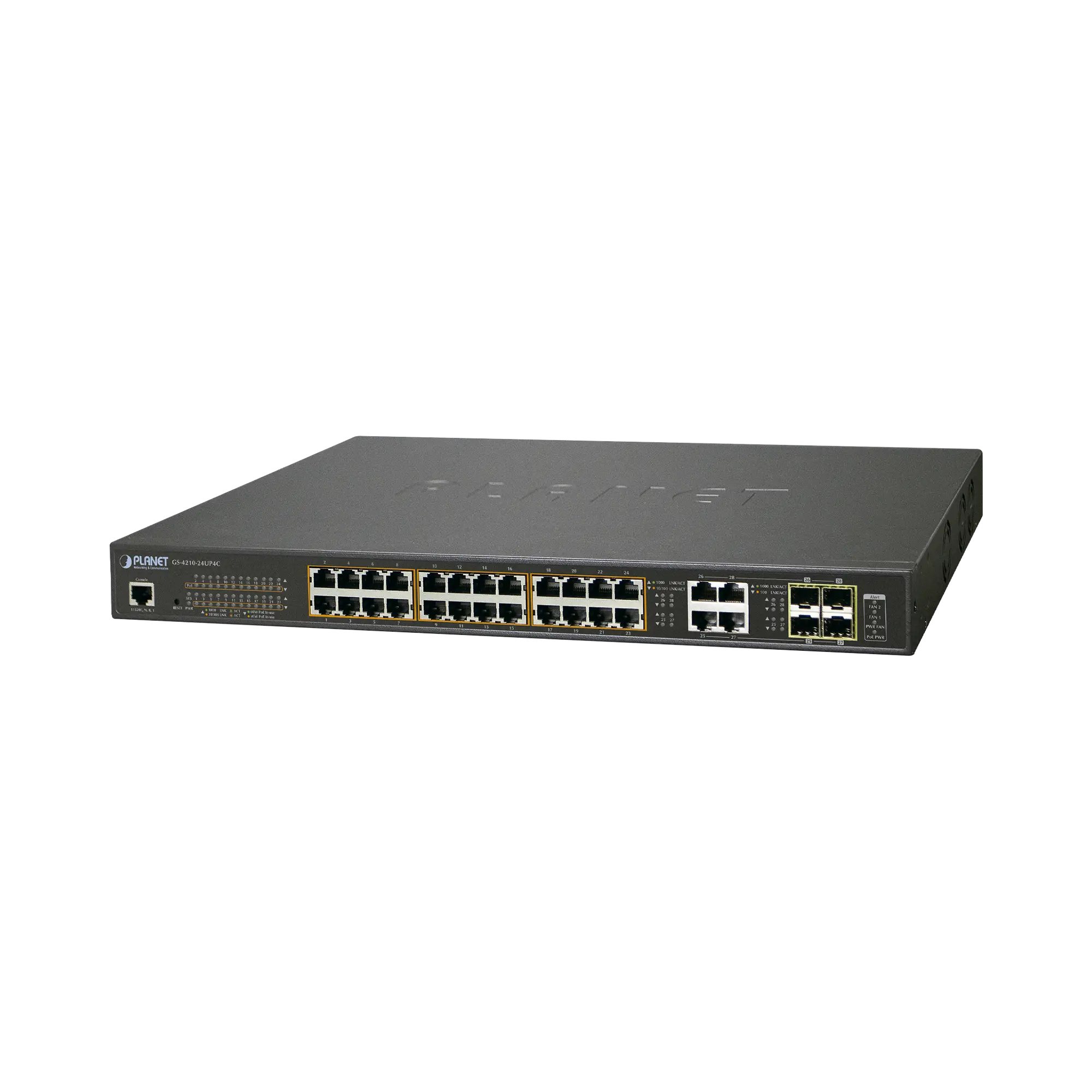 Switch Administrable L2, 24 puertos 10/100/1000T c/Ultra PoE + 4 puertos combo Gigabit TP/SFP, (600W)