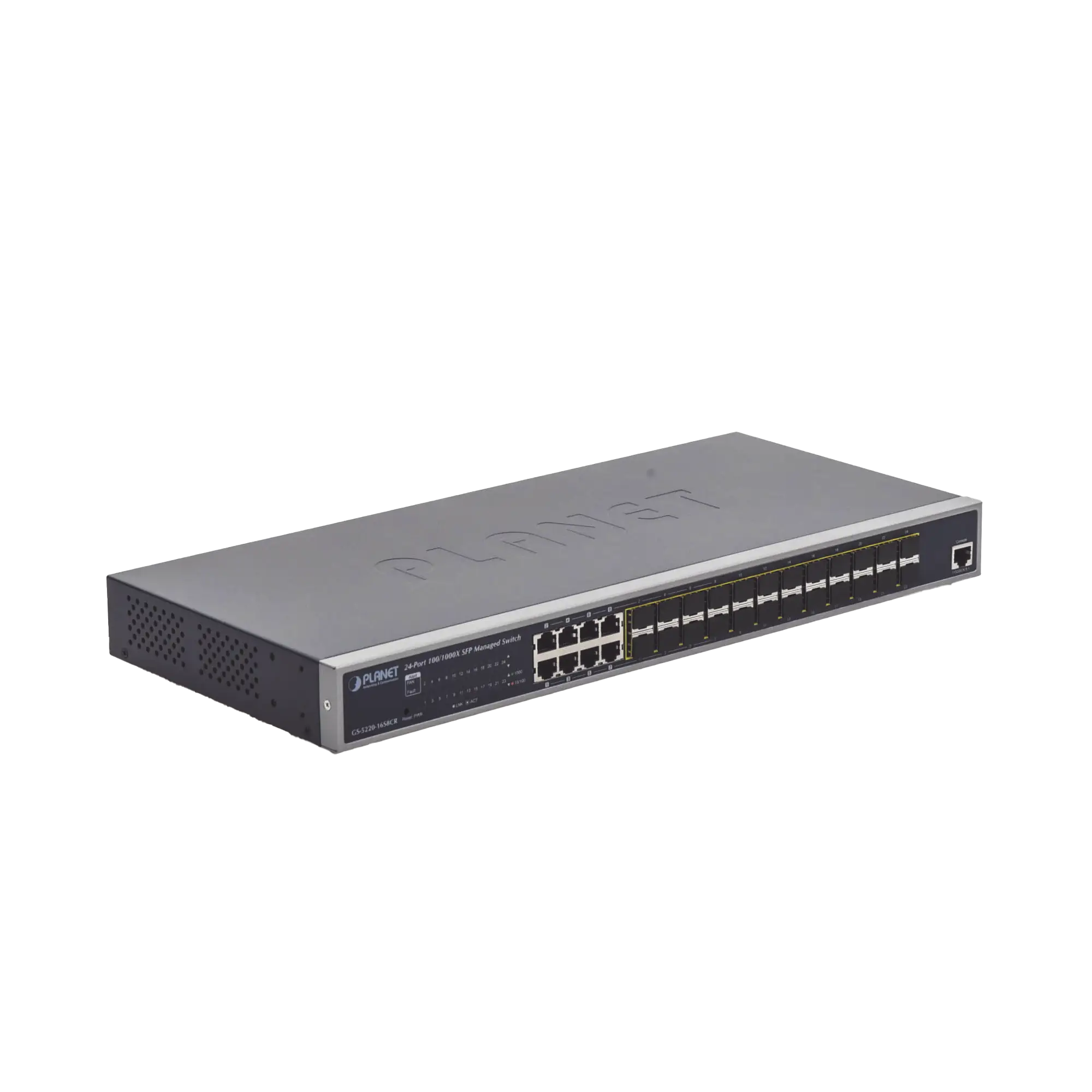 Switch Administrable Capa 2 con Fuente de Alimentación Redundante, 24 Puertos SFP Gigabit 100/1000X, 8 Puertos Combo RJ45 Gigabit.