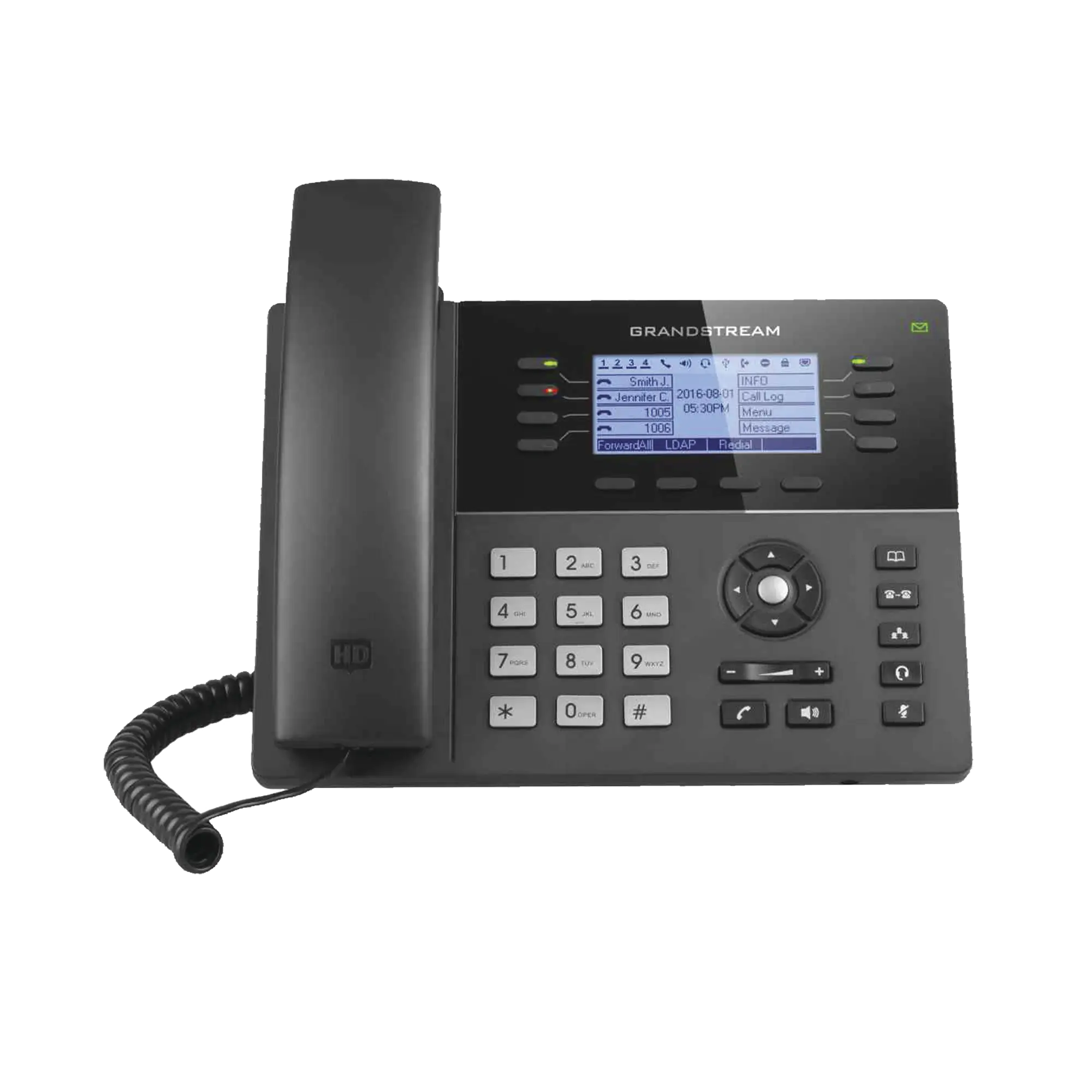 Teléfono IP Gama media de 8 Líneas con 4 teclas de función, 32 teclas de extensión BLF digital y conferencia de 5 vías PoE Gigabit