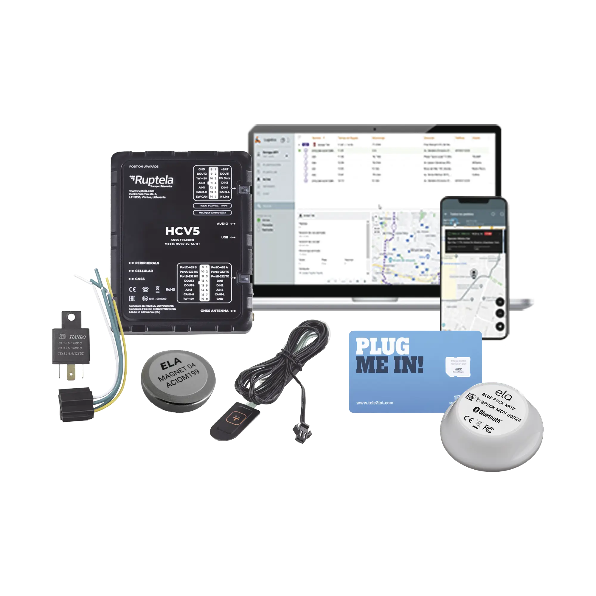 Kit de Localizador 4G LTE / Incluye MICROSIM25GPS + datos por 1 mes + 1 EPCOMGPSMENSUAL + RELAY + Botón SOS + BLUEPUCKMAGKIT