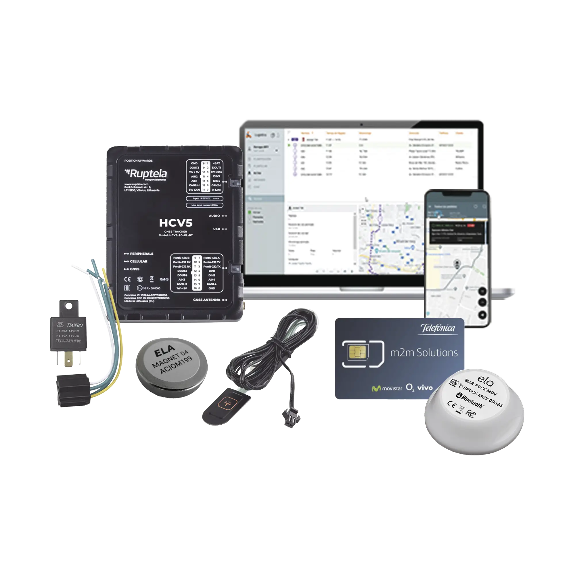 Kit de Localizador 4G LTE / 1 BLUEPUCKMAGKIT + 1 MICSIM25GPS y datos por 1 año + 1 EPCOMGPSMENSUAL + RELAY + Botón SOS