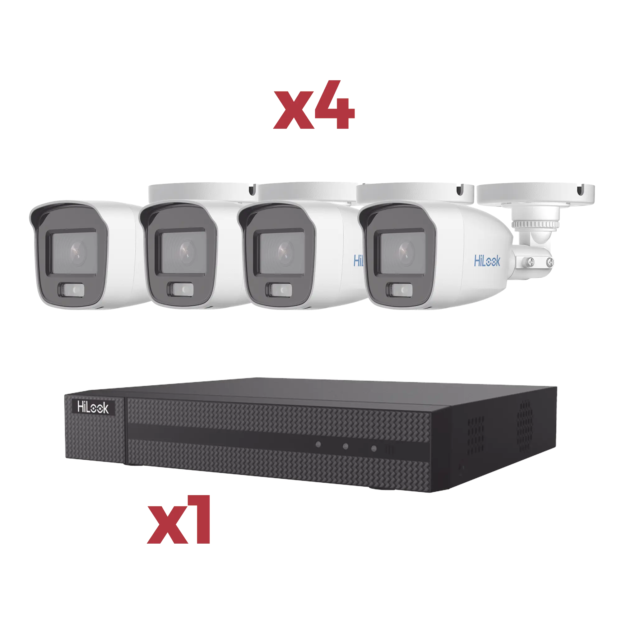 [Kit] DVR 4 Canales TurboHD + 1 Canal IP / 2 Megapixel (1080pLite) / AcuSense Lite / Audio por coaxitron / 1 Bahia de disco duro / 4 Cámaras 2 Megapixel tipo Bala / ColorVu Lite + Microfono Integrado