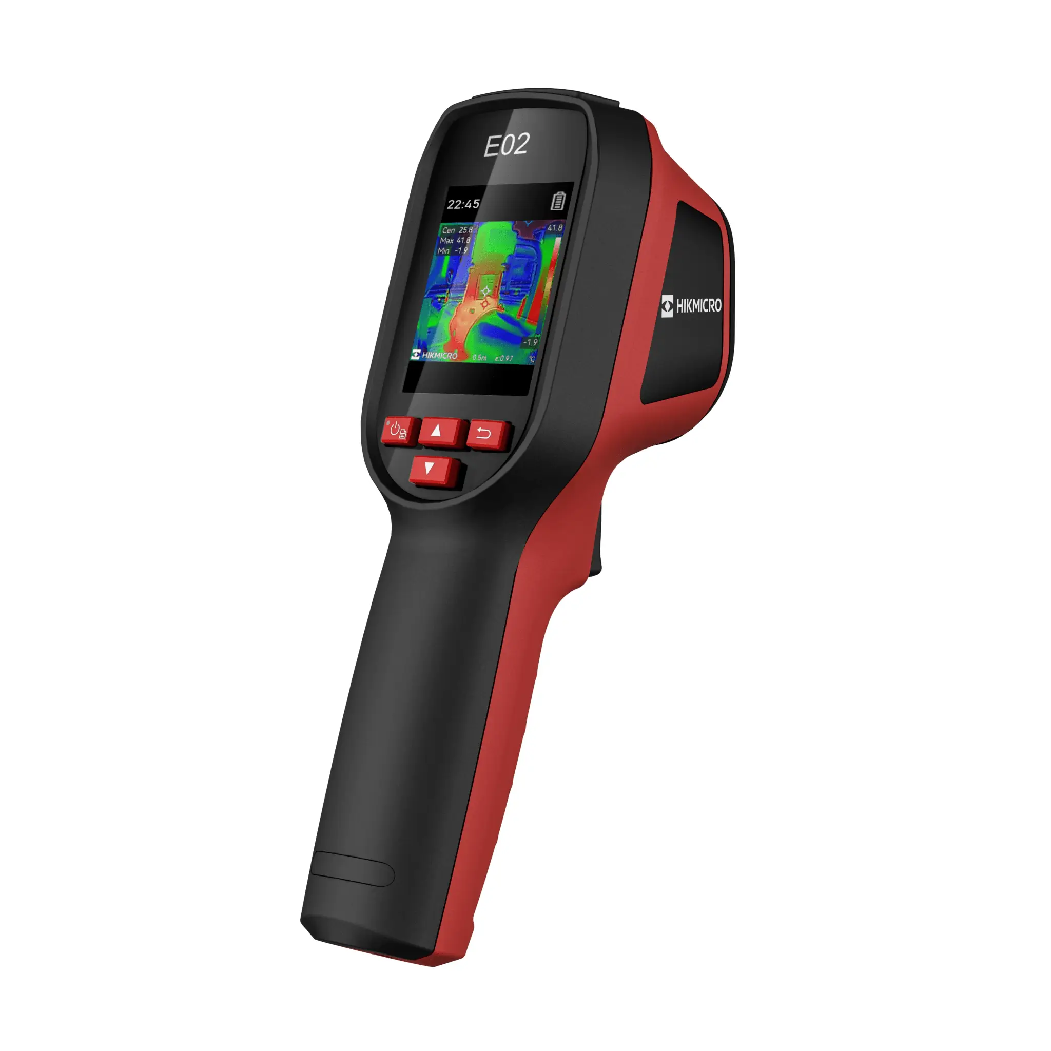 E02 – Cámara Termográfica Portátil / SuperIR 240 x 240 / Rango de -20°C a 400°C / Pantalla LCD 2.4″ / Fusión Térmica-Visible / Memoria 4GB (30,000 imágenes) / BaterÃa 8h