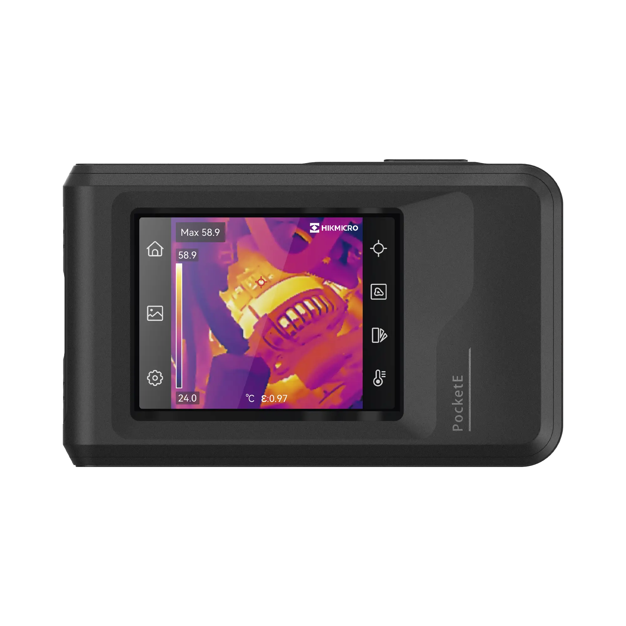 POCKET-E – Cámara Termográfica Portátil Lente Térmico 1.35 mm (96 x 96) pixeles / Lente Optico (640 × 480) / WiFi / IP54 / Memoria interna 4 Gb / Hasta 4 Horas de Funcionamiento Continuo