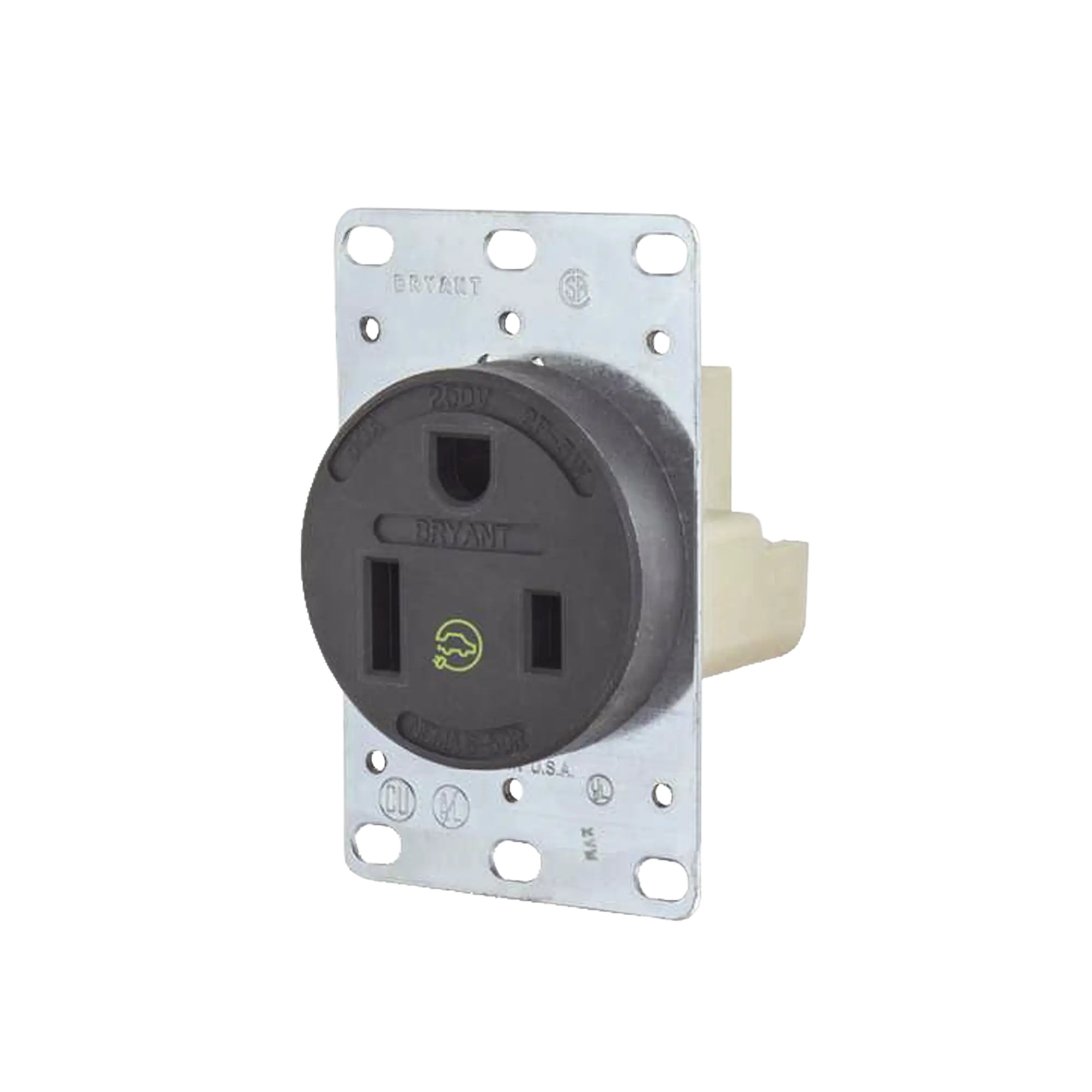 Receptáculo Individual de 50 A 250 V /  2 Polos 3 Hilos/ Nema 6- 50 R / Color Negro/ Grado Industrial-Comercial.