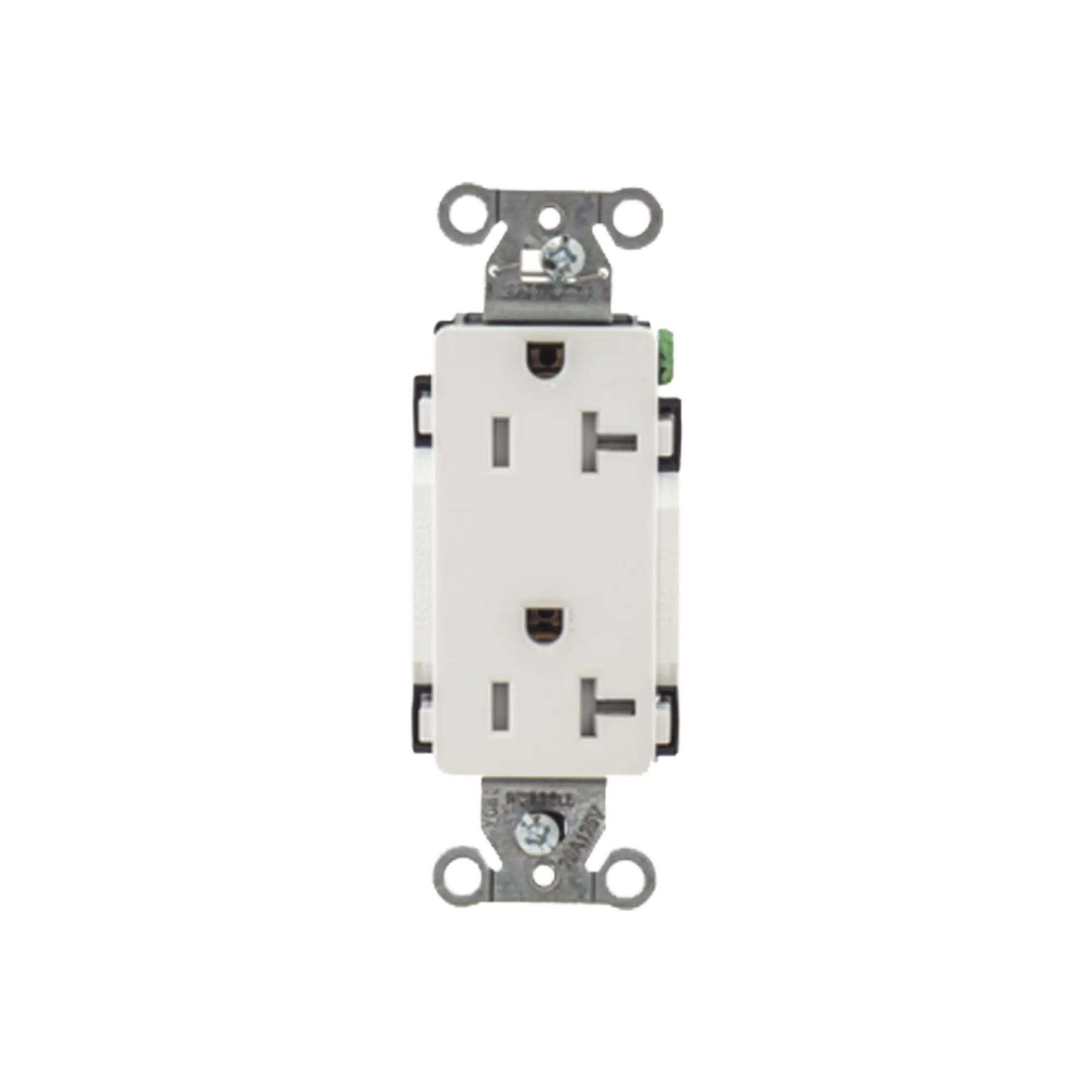 Contacto Duplex Decorador 20 A 125V /  Resistente a manipulaciones / 2 Polos 3 Hilos/ Nema 5-20 R / Color Blanco / Grado Industrial.
