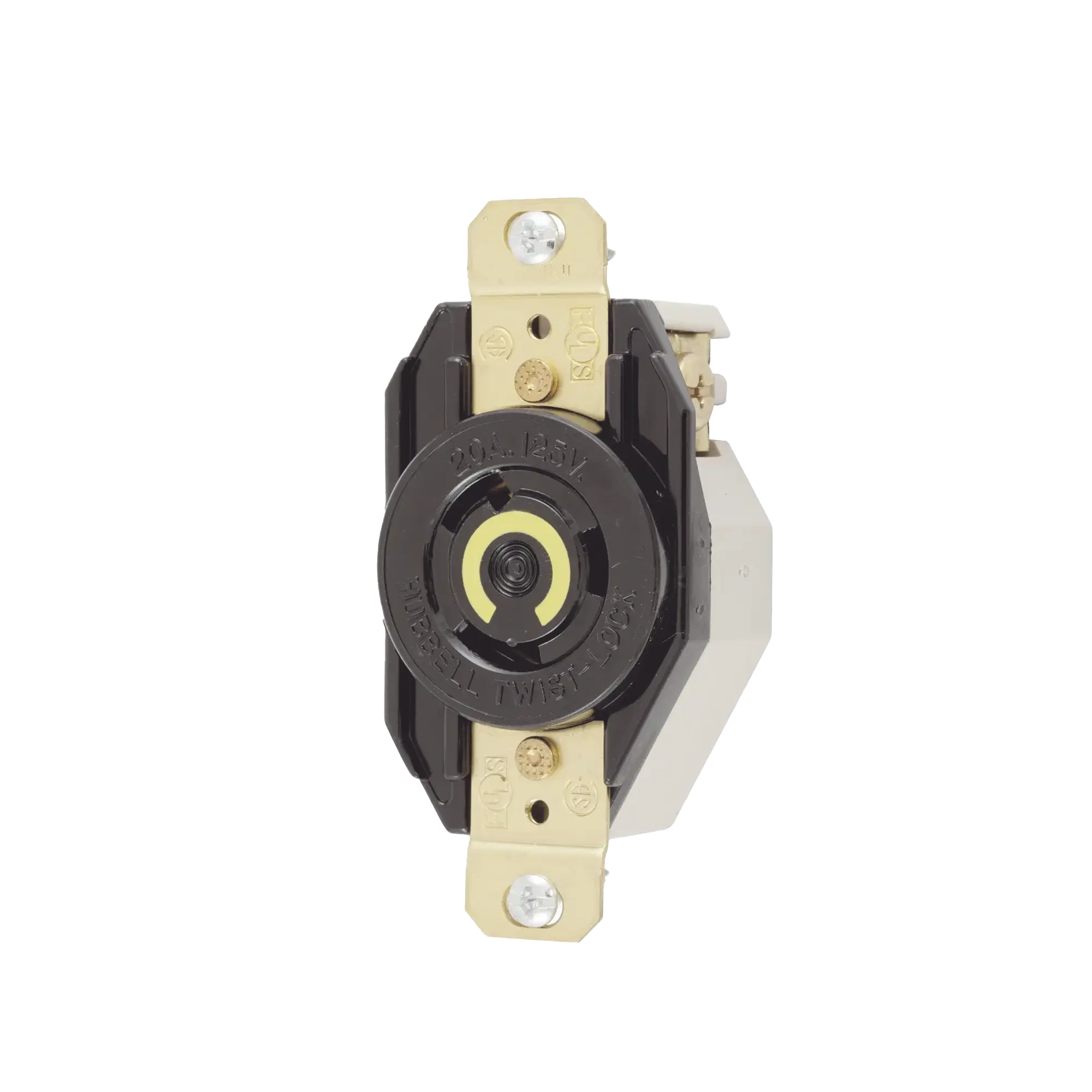 Receptáculo de Media Vuelta Industrial para Empotrar de 20 A 125 V CA 2 Polos 3 Hilos (Nema L5-20R).
