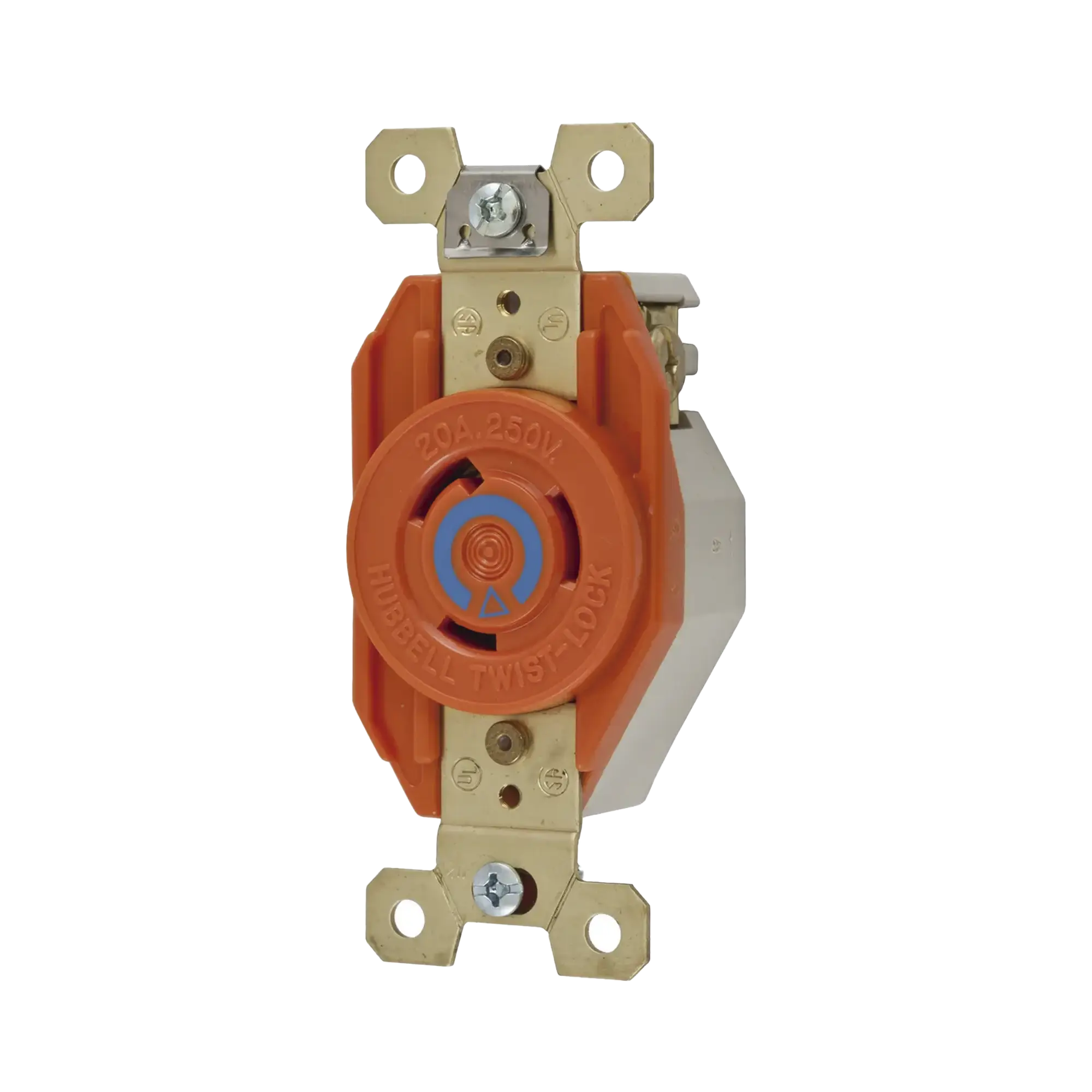 Receptáculo Sencillo de Media Vuelta/ 20 A 250 V CA / 2 Polos 3 Hilos / Nema L6-20R.