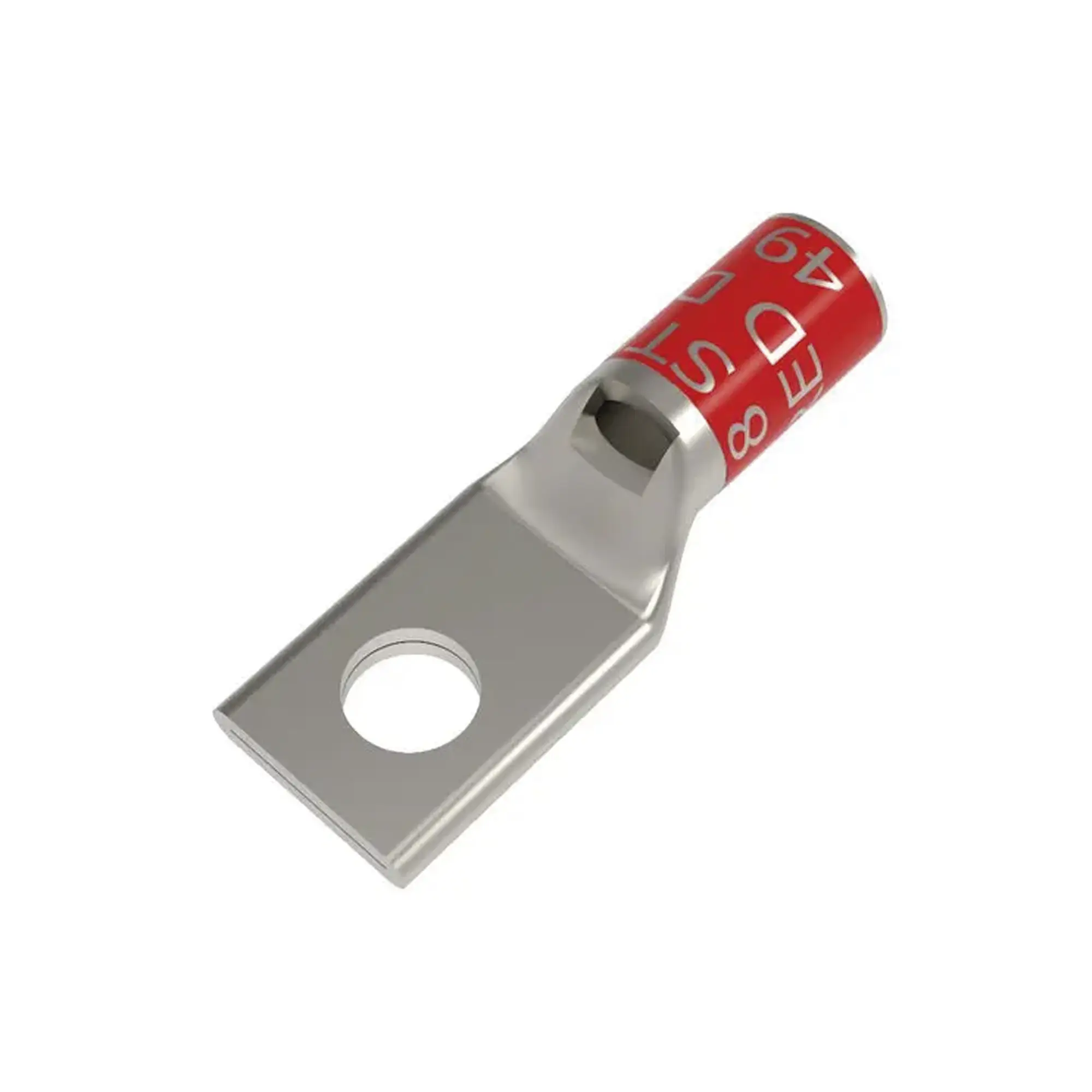Zapata Terminal de Compresión BURNDY Cañón Corto para Tornillo de 3/8″ y Calibre 8 AWG.