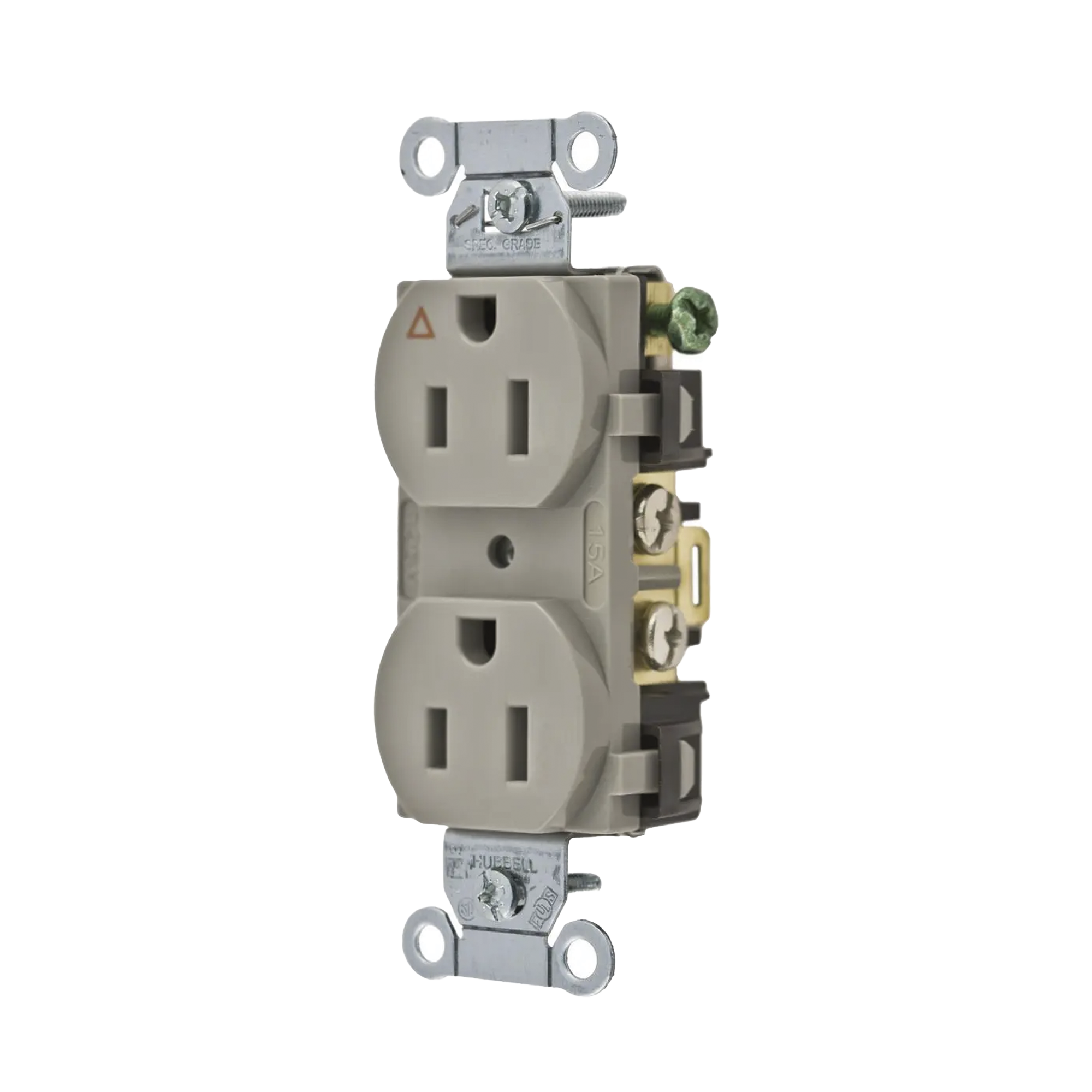 Contacto Dúplex Conexión a Tierra Aislada/ 15 A 125 V/ 2 Polos 3 Hilos/ Color Gris/ Nema 5-15R/ Grado Comercial.