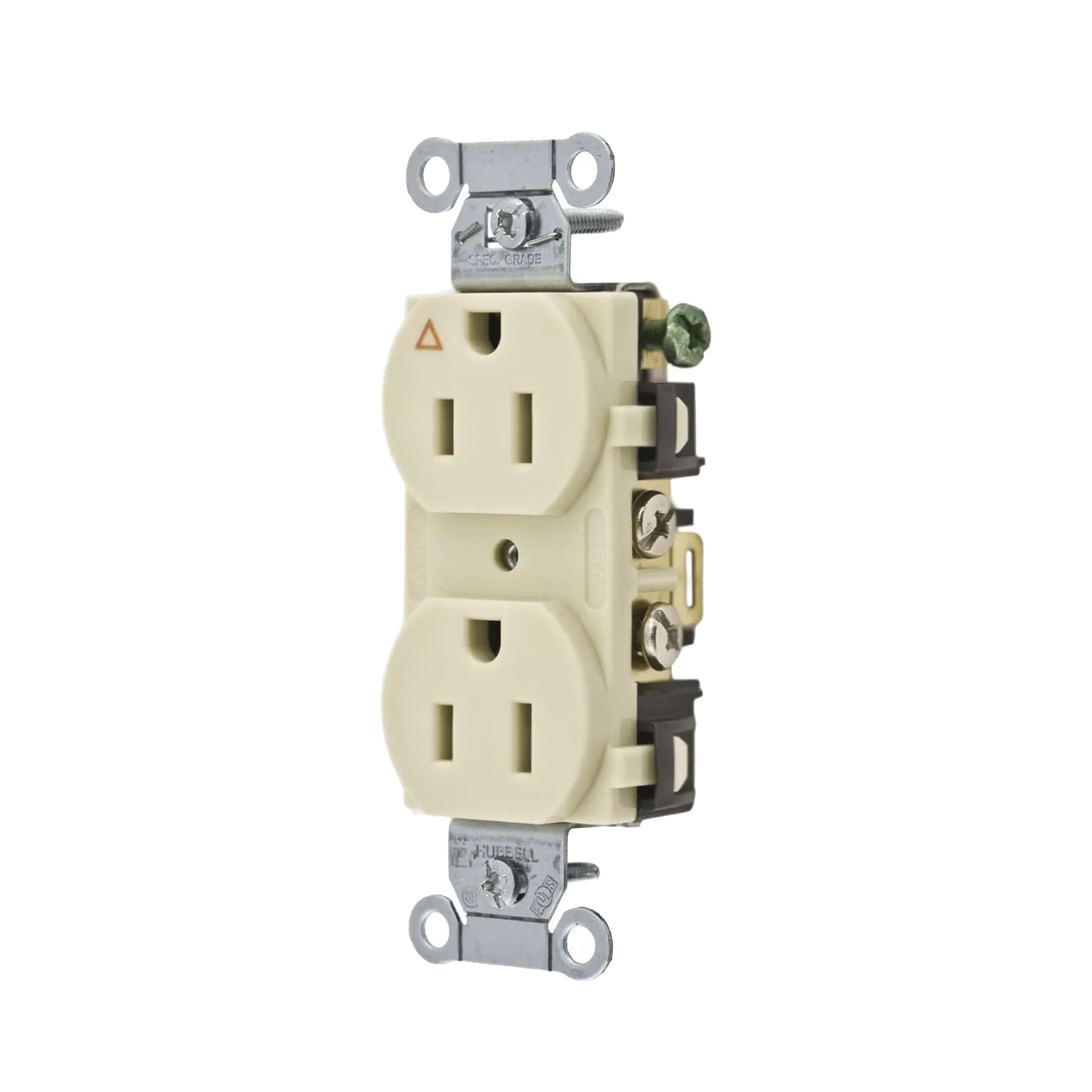 Contacto Dúplex Conexión a Tierra Aislada/ 15 A 125 V/ 2 Polos 3 Hilos/ Color Marfil/ Nema 5-15R/ Grado Comercial.