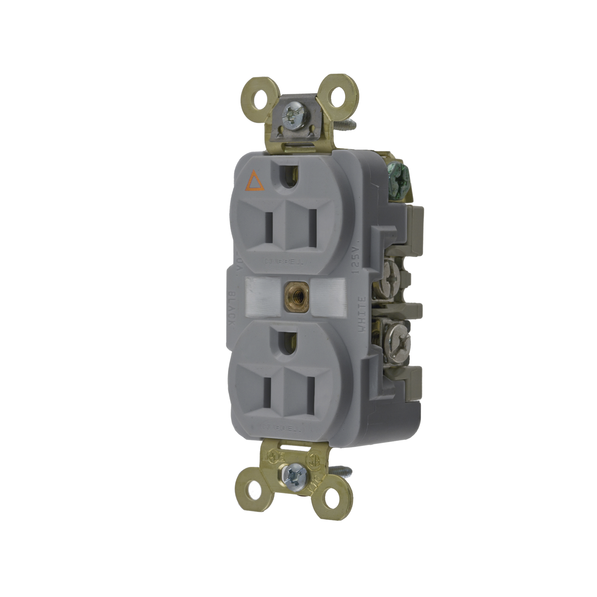 Contacto Dúplex Conexión a Tierra Aislada 15A 125V/ 2 Polos 3 Hilos/ Color Gris/ Nema 5-15R/ Grado Industrial.