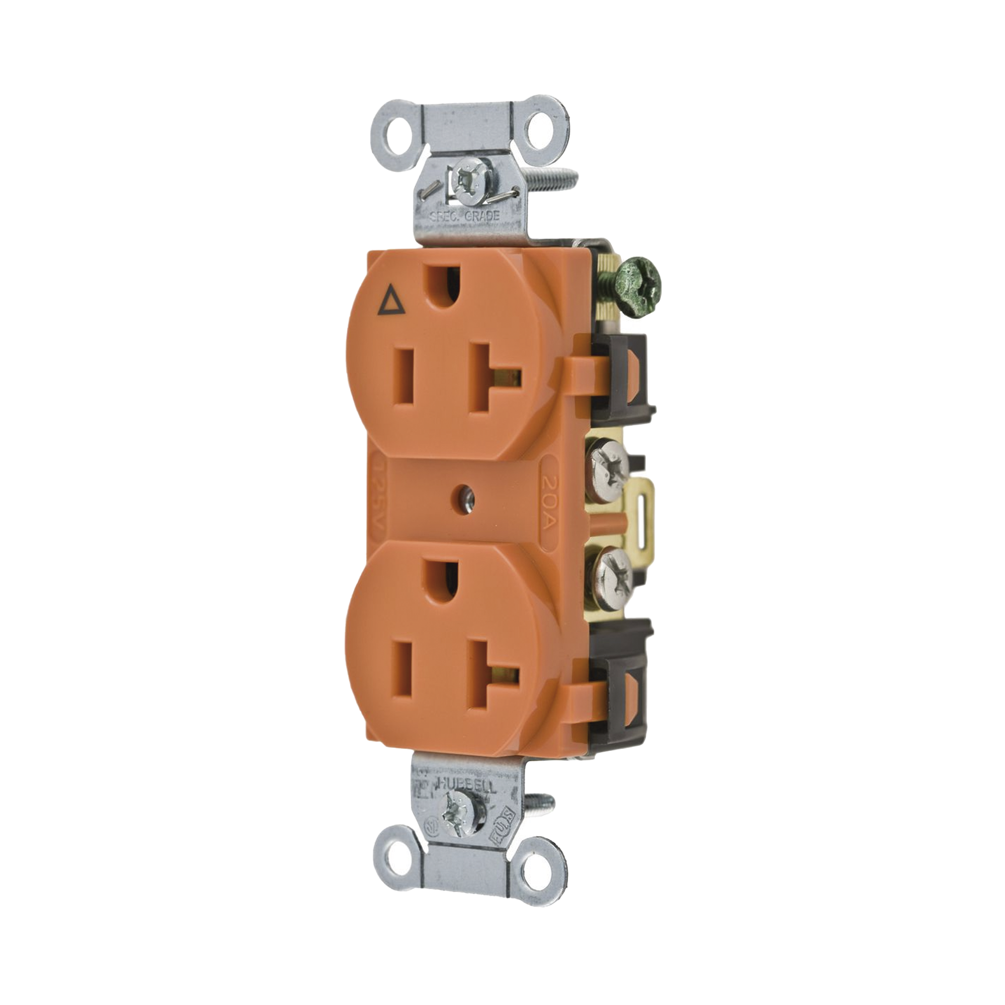 Contacto Dúplex Conexión a Tierra Aislada/ 20 A 125 V/ 2 polos 3 Hilos/ Color naranja/ Nema 5- 20R/ Grado Comercial.