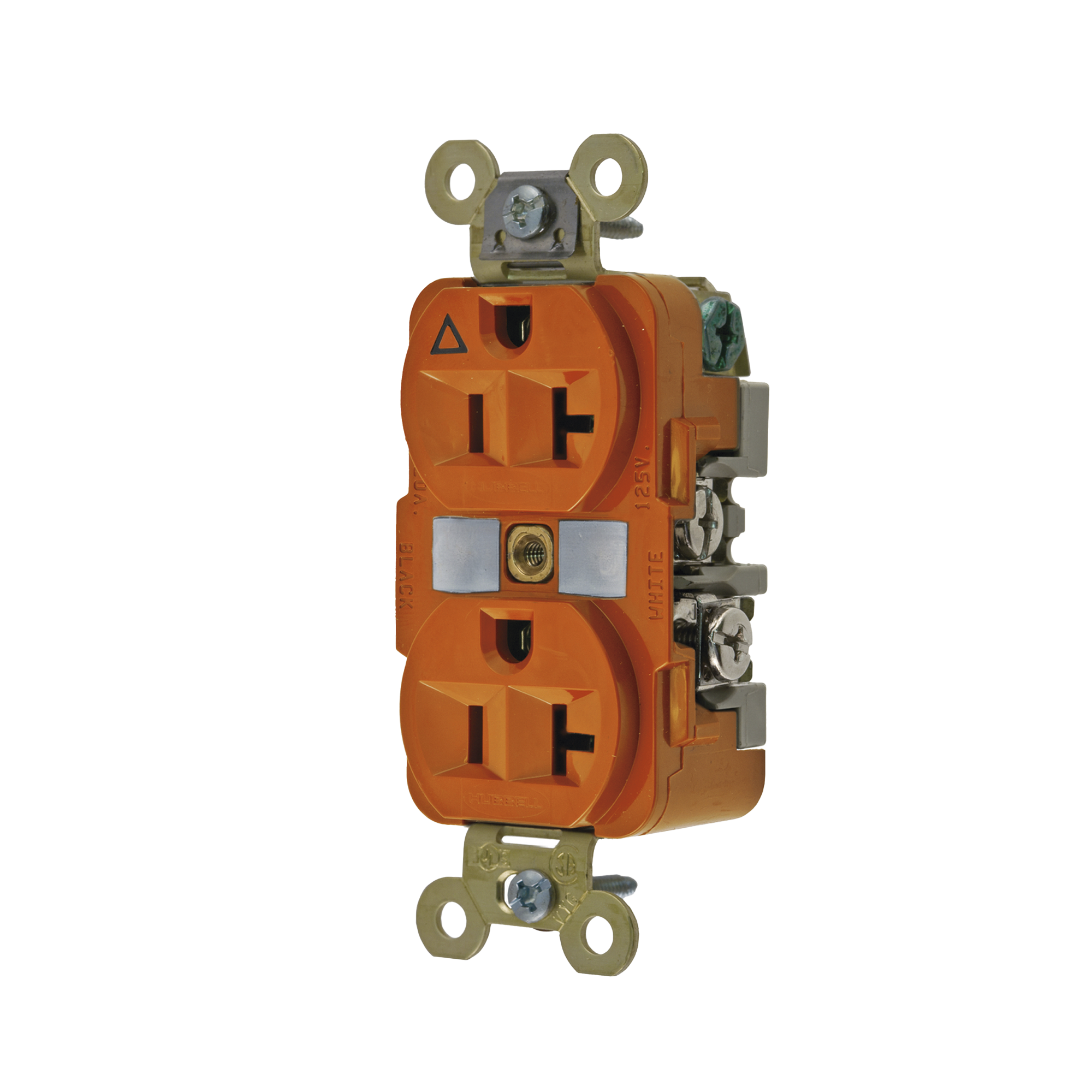Contacto Dúplex Conexión a Tierra Aislada/ 20 A 125 V/ 2 polos 3 Hilos/ Color Naranja/ Nema 5- 20R/ Grado Industrial.