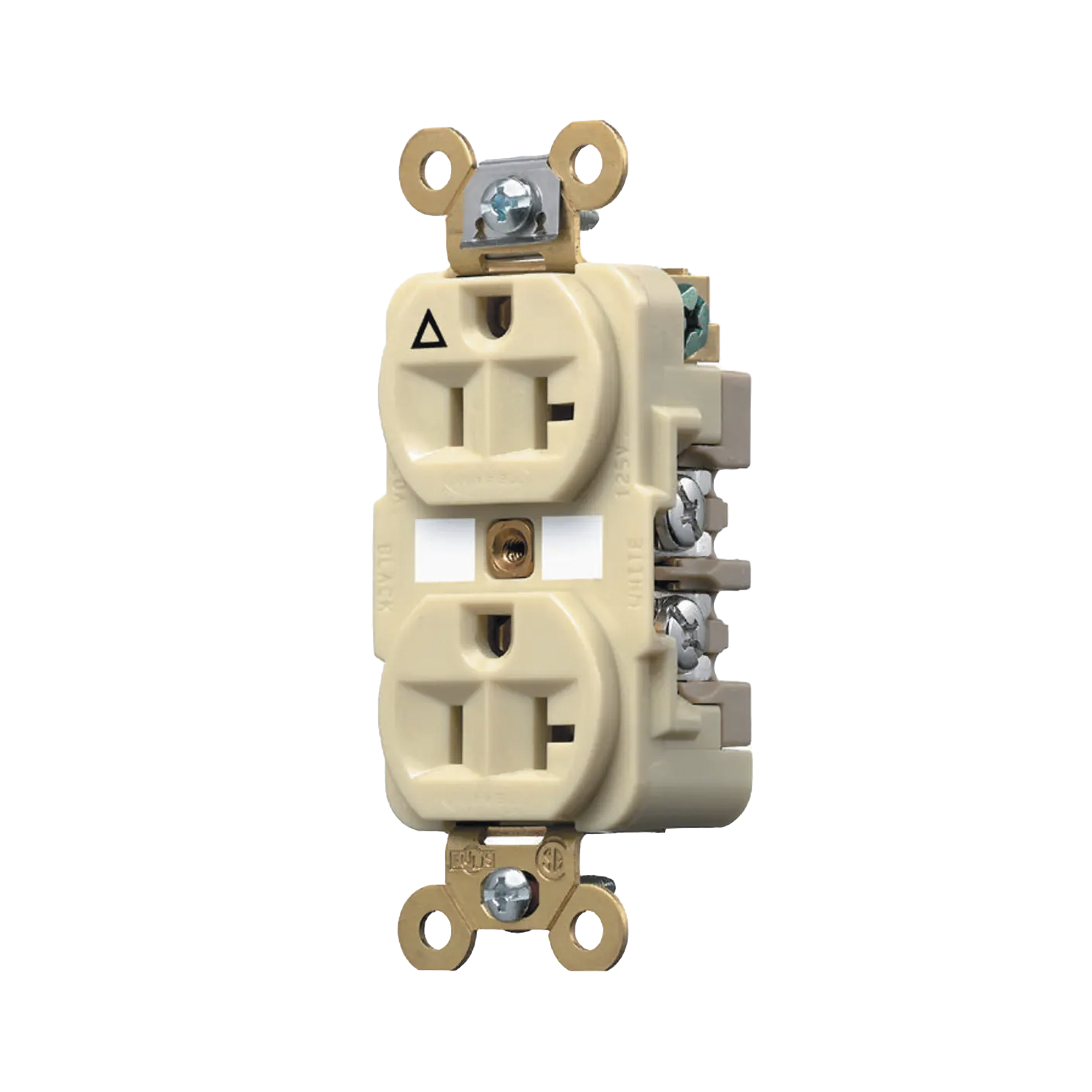 Contacto Dúplex Conexión a Tierra Aislada/ 20 A 125 V/ 2 polos 3 Hilos/ Color Marfil/ Nema 5- 20R/ Grado Industrial.